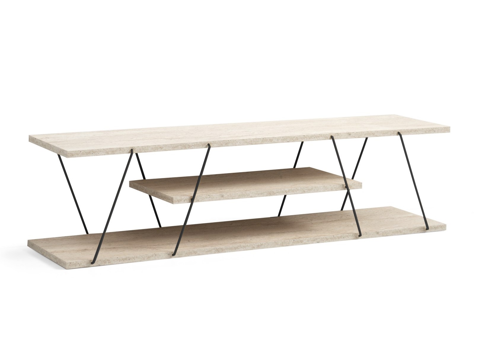 TV galds Kailua 365 (Gaišs travertīns + Melns)