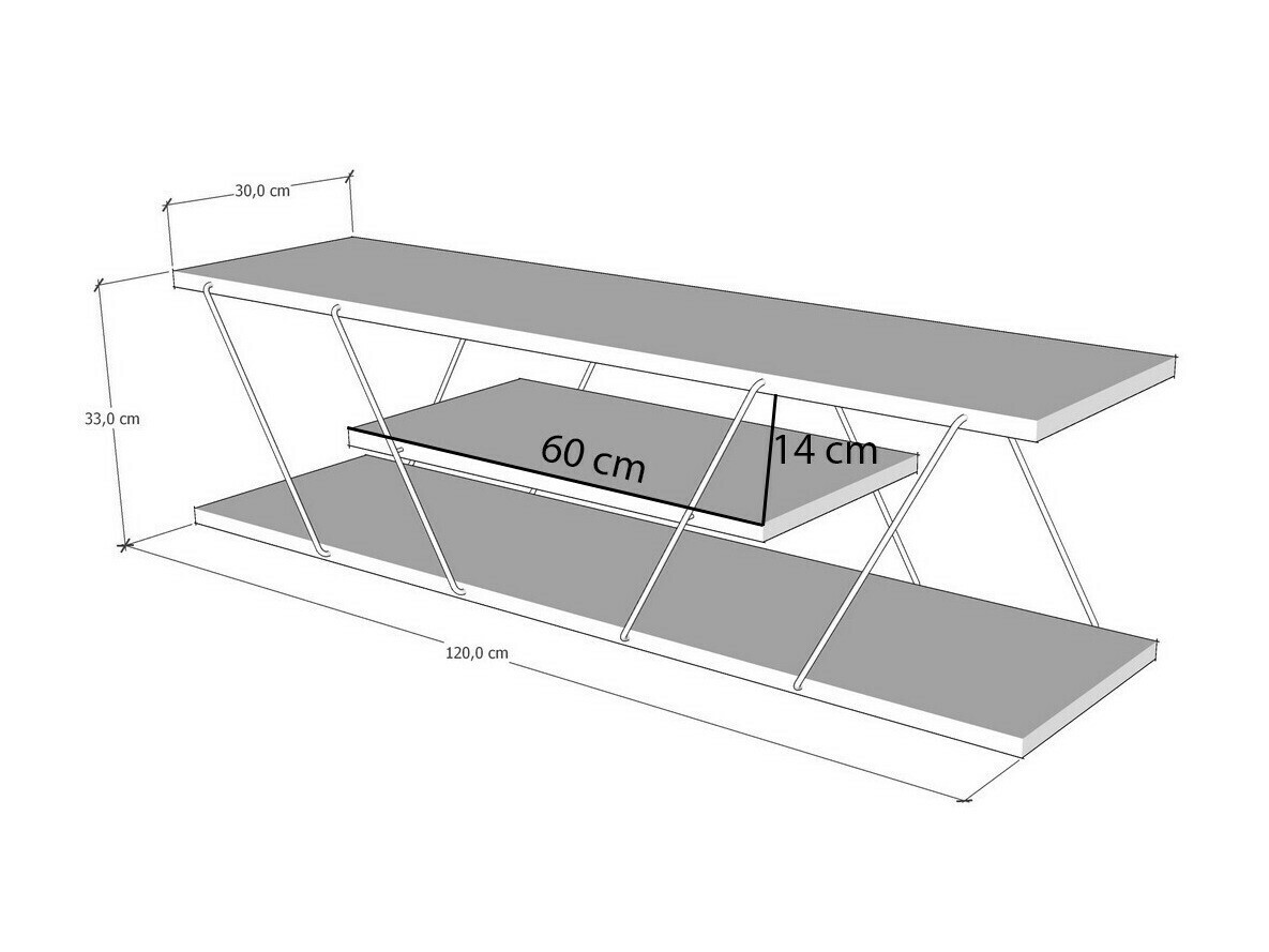 TV galds Kailua 365 (Gaišs travertīns + Melns)