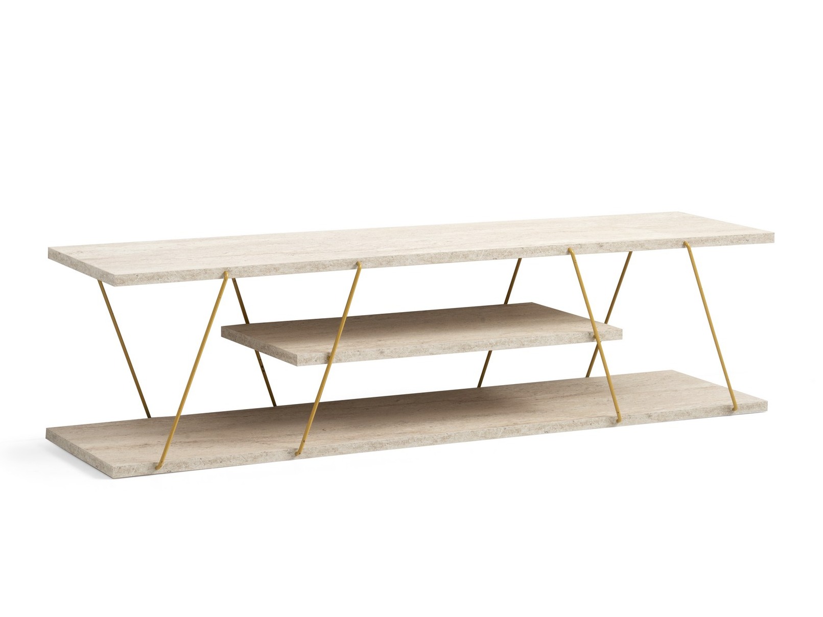 TV galds Kailua 365 (Gaišs travertīns + Zelta)