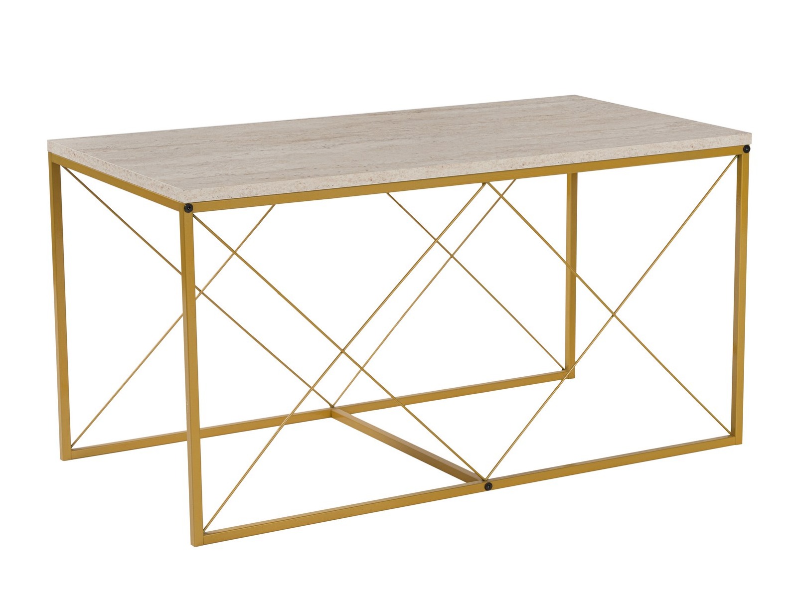 Žurnālu galdiņu komplekts Kailua 2619 (Gaišs travertīns + Zelta)