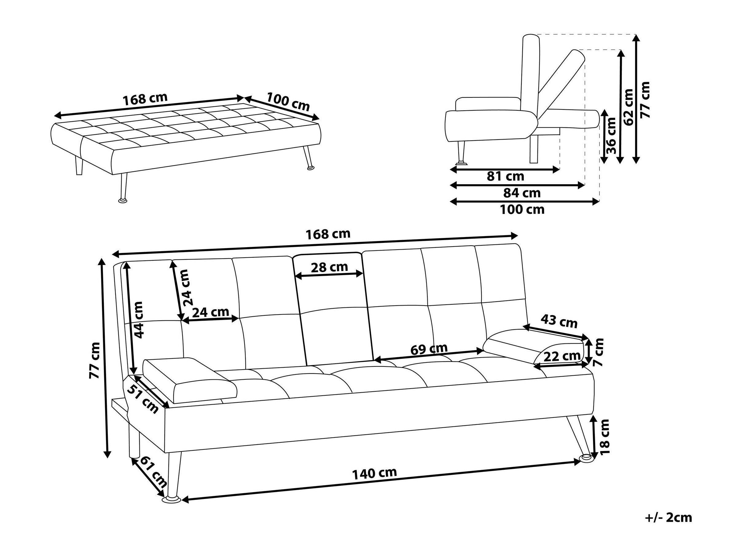 Dīvāns gulta Berwyn 417 (Gaiši bēšs)