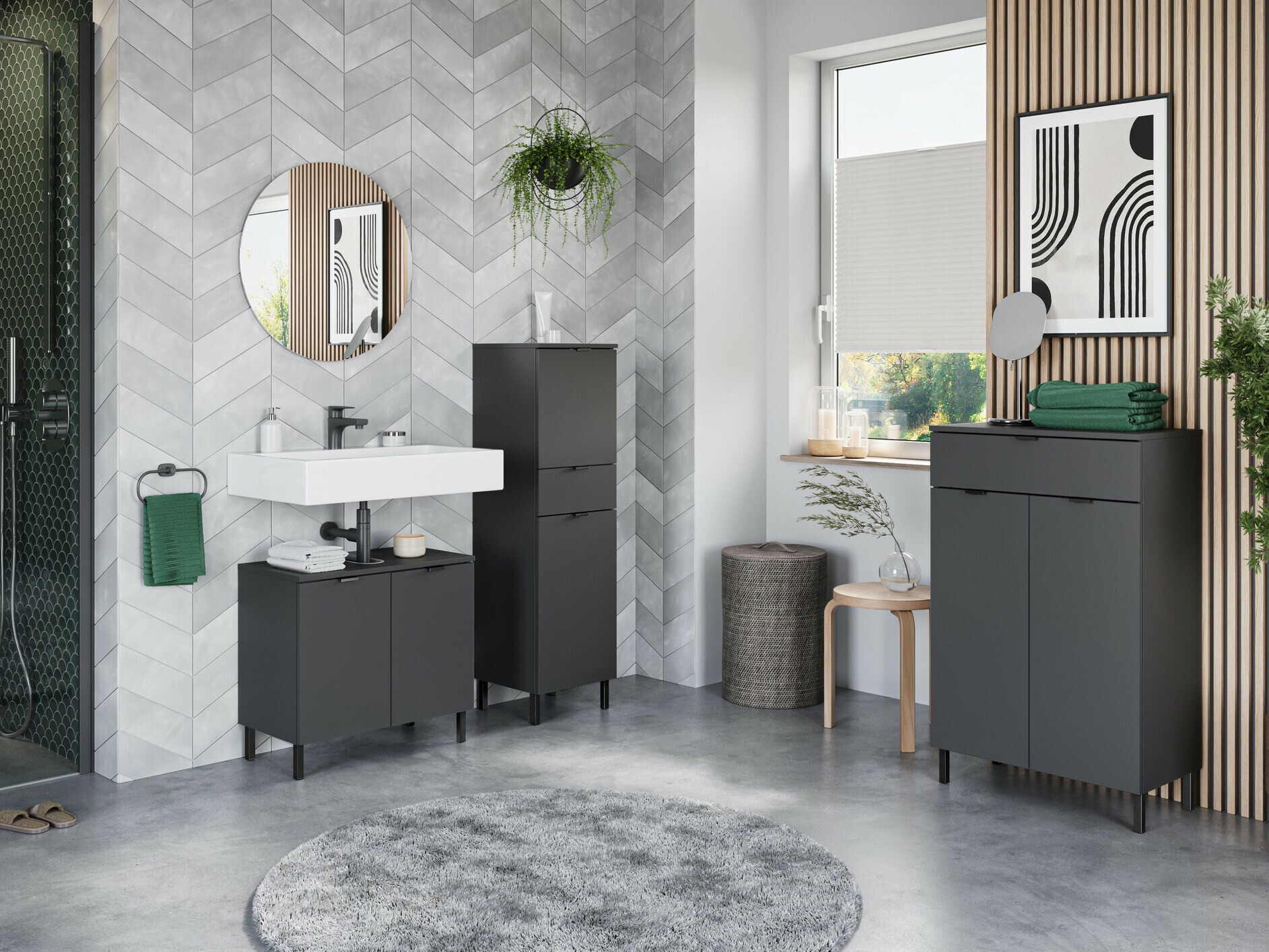 Hапольный шкафчик для ванной Felfere 100 (Антрацит)