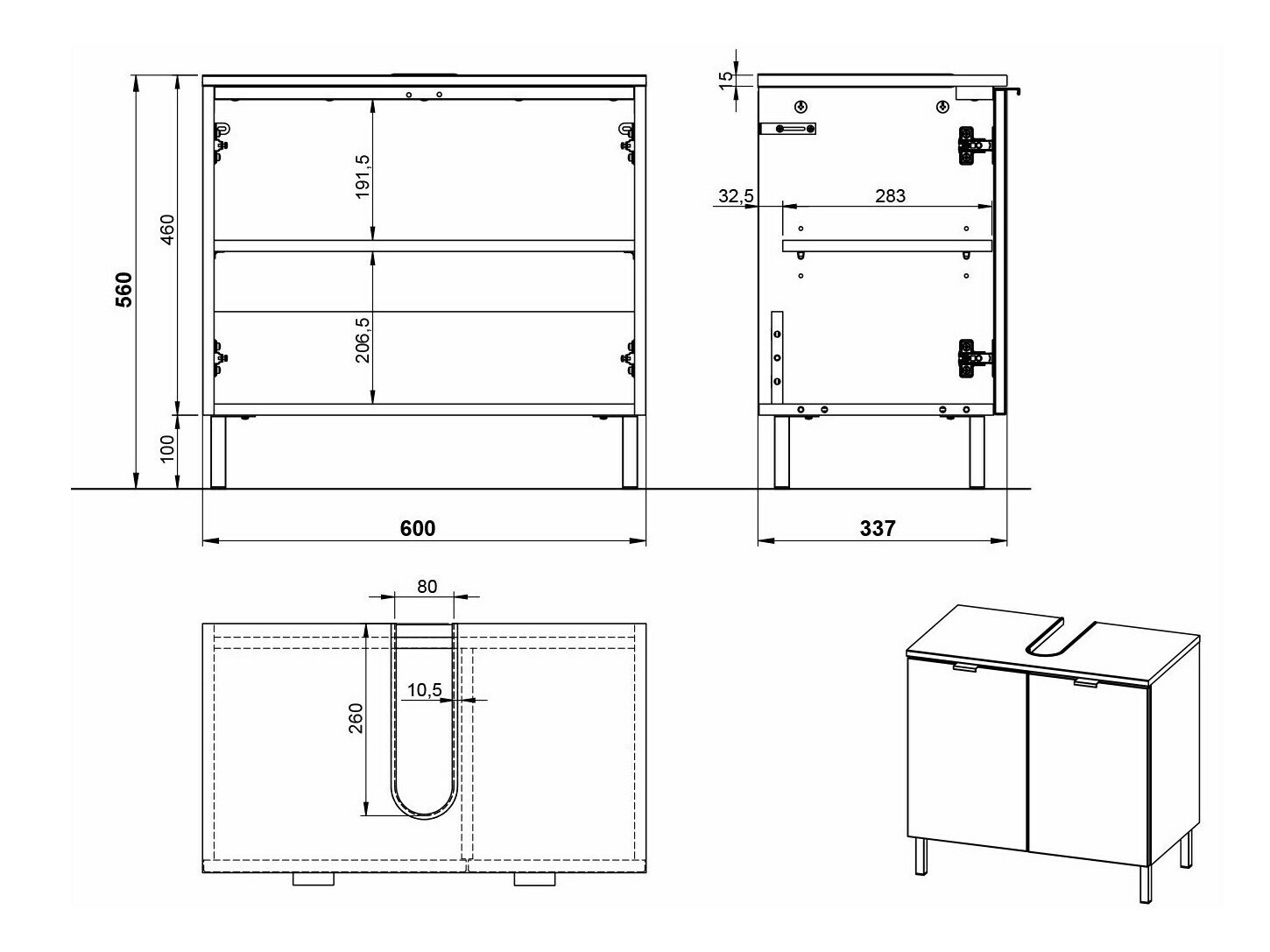 Hапольный шкафчик для ванной Felfere 100 (Антрацит)