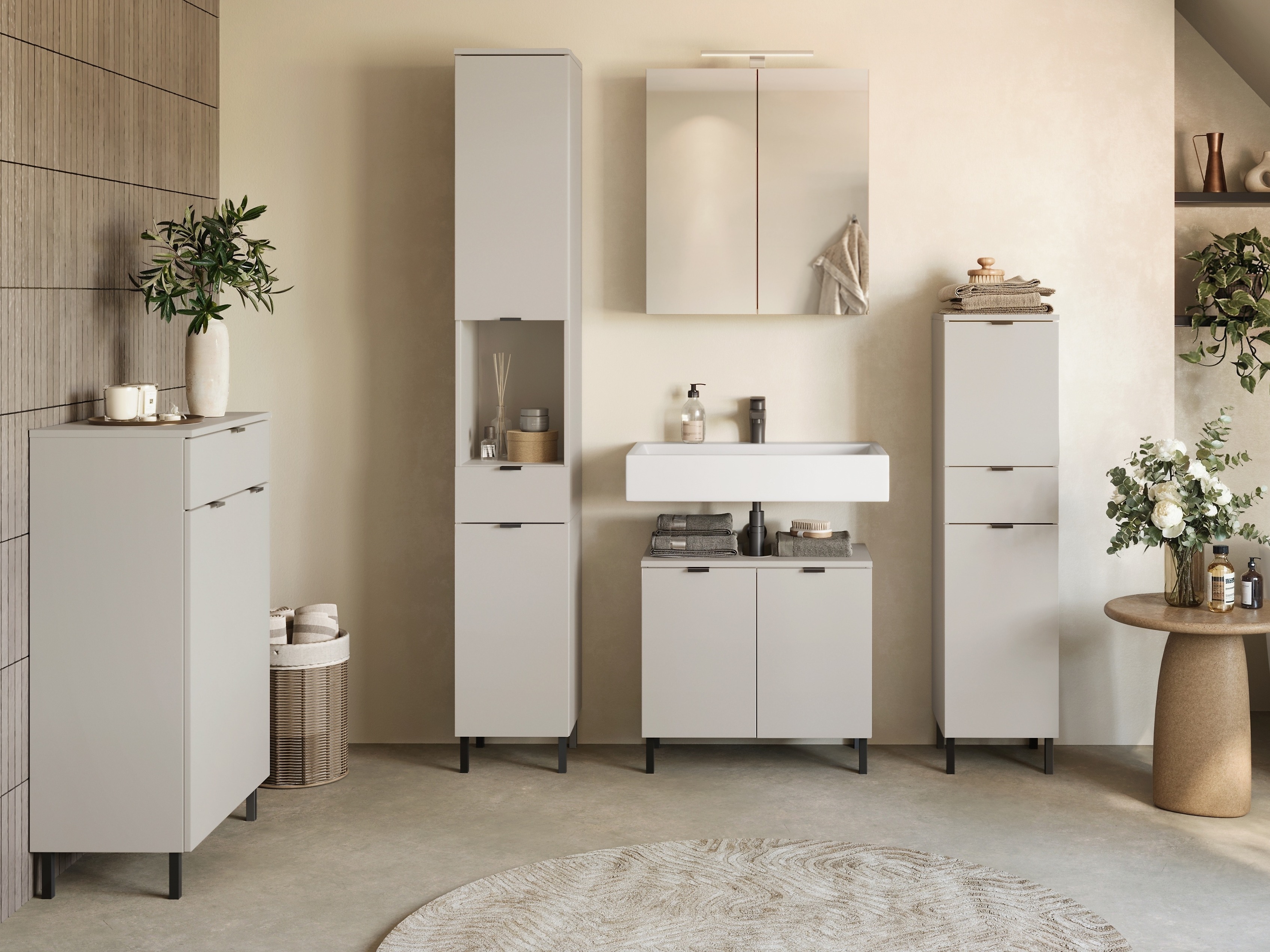 Шкаф для ванной комнаты c зеркалом Felfere 107 (Кашемир)