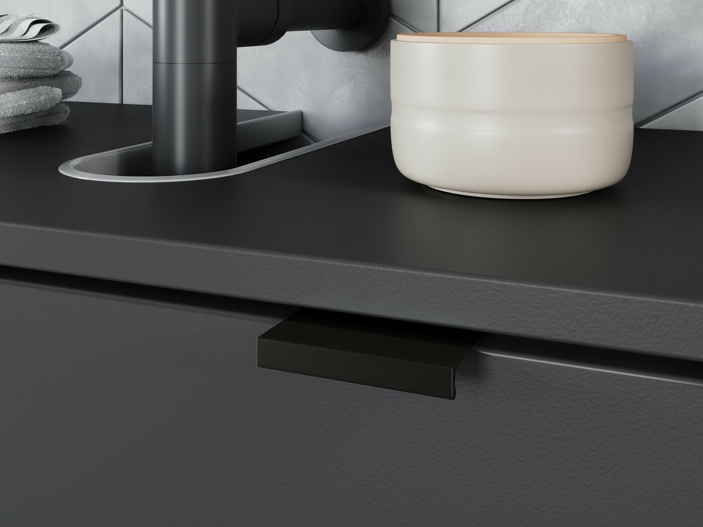 Stāvošs vannas istabas skapītis izlietnei Felfere 100 (Antracīts)