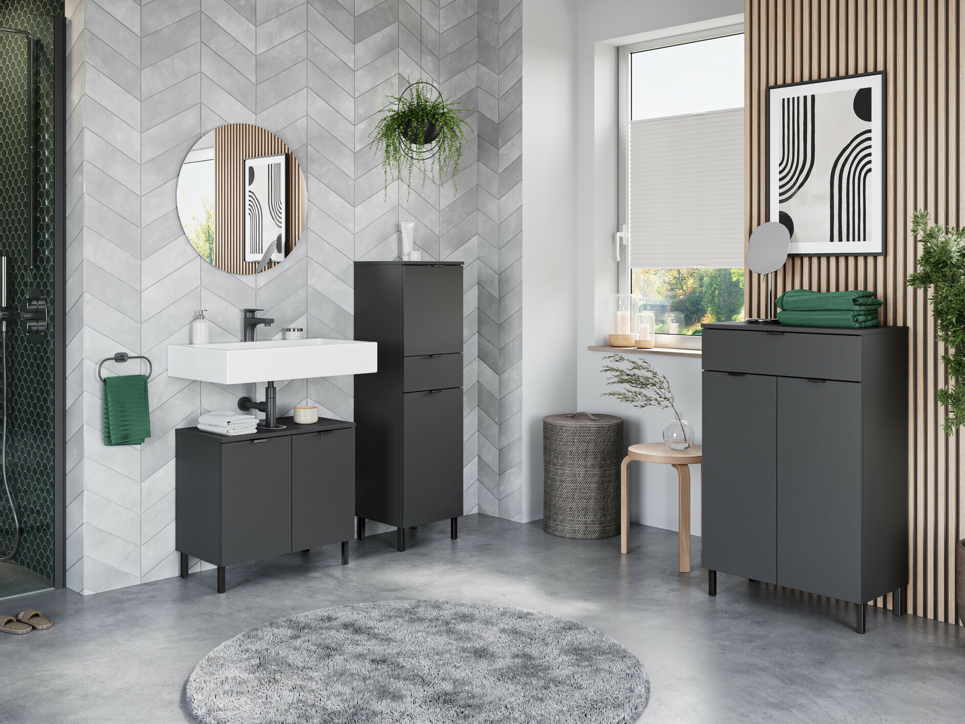 Stāvošs vannas skapītis Felfere 101 (Antracīts)