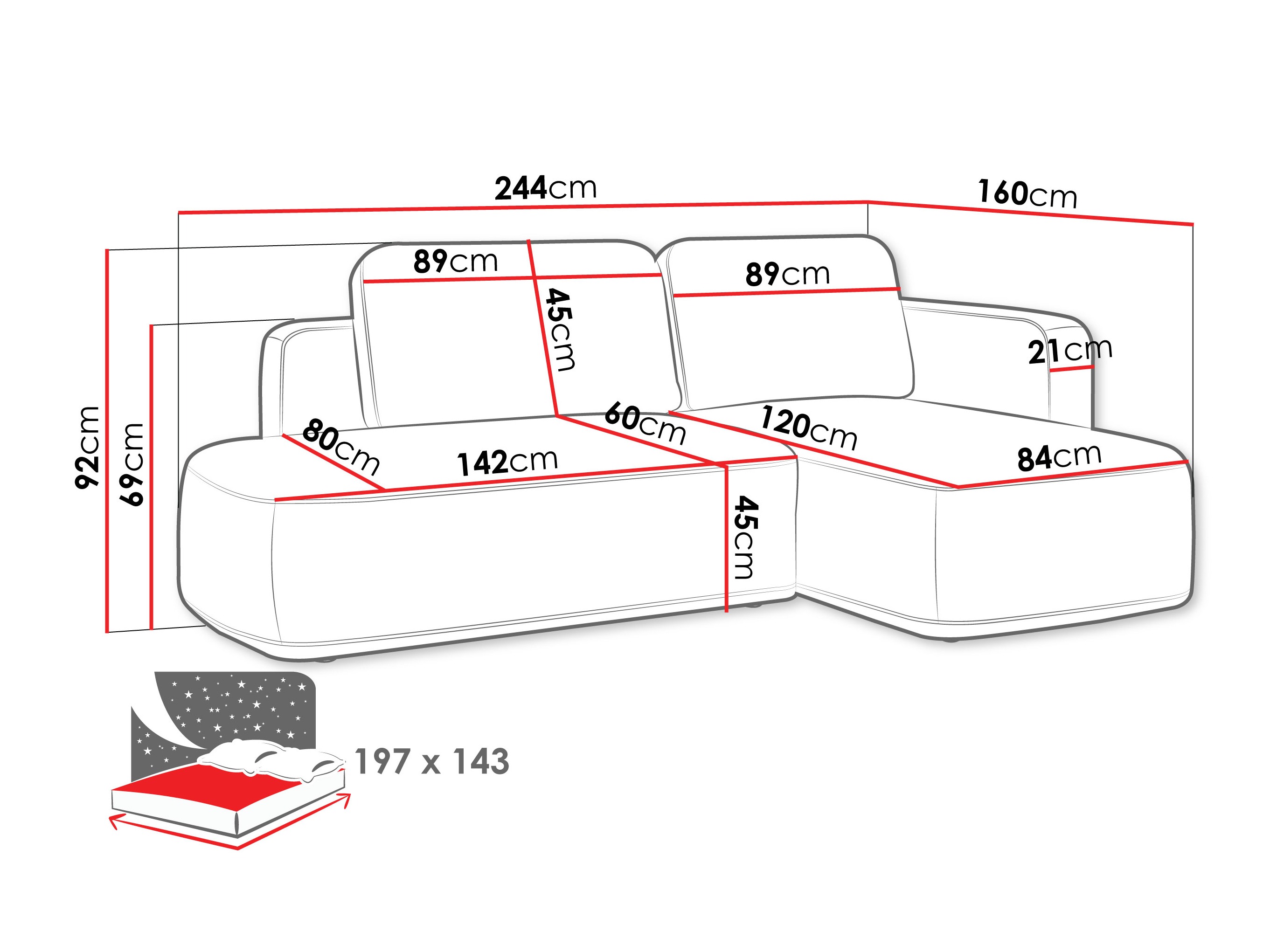 Stūra dīvāns ComfiDream 203 (Perfect Harmony 63)