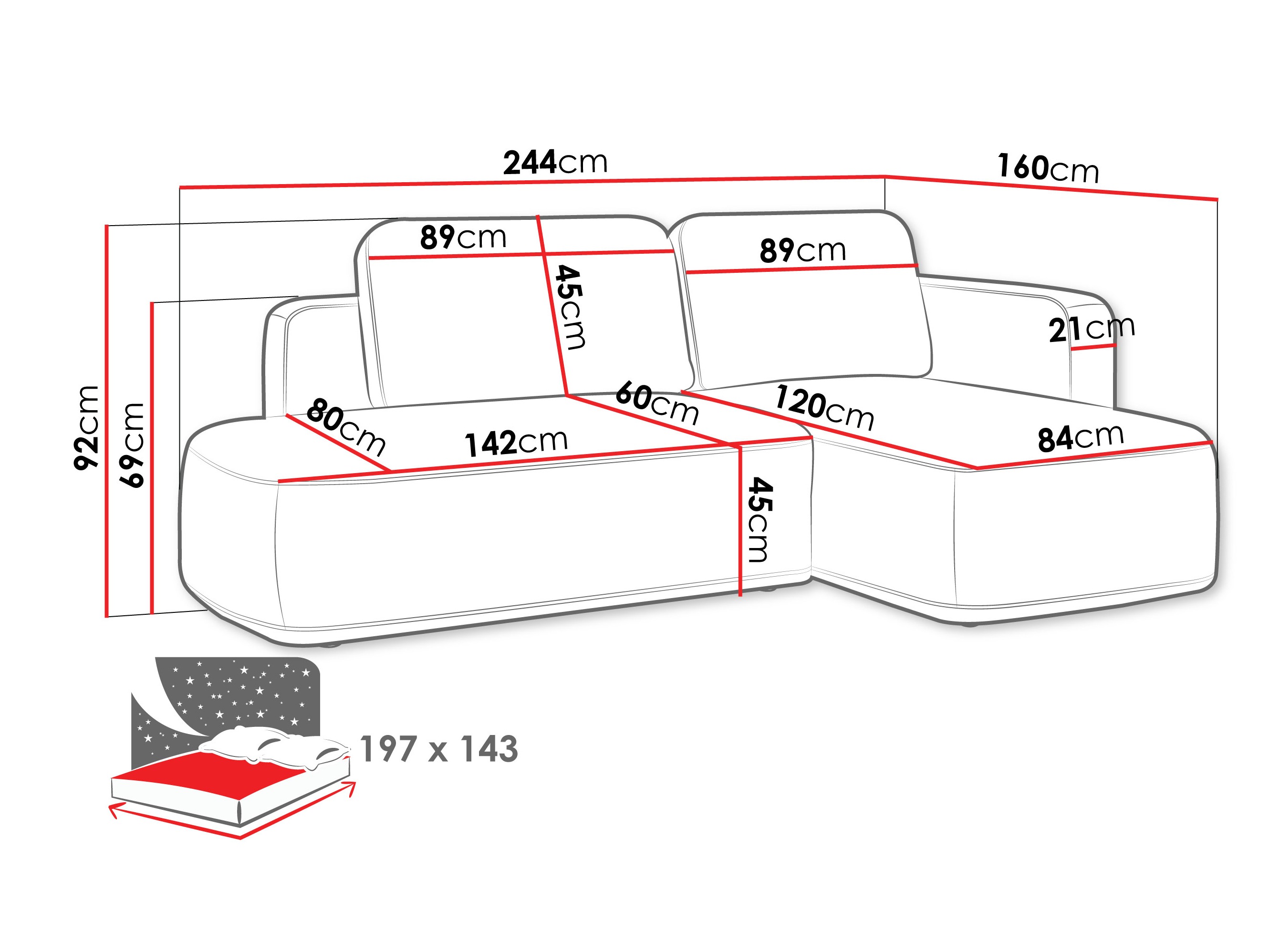 Stūra dīvāns ComfiDream 203 (Perfect Harmony 82)