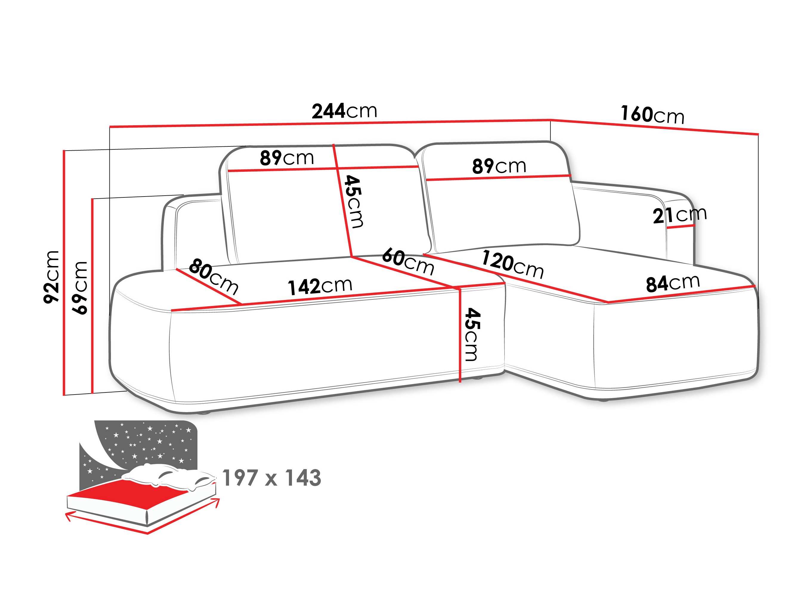 Stūra dīvāns ComfiDream 203 (Perfect Harmony 82)