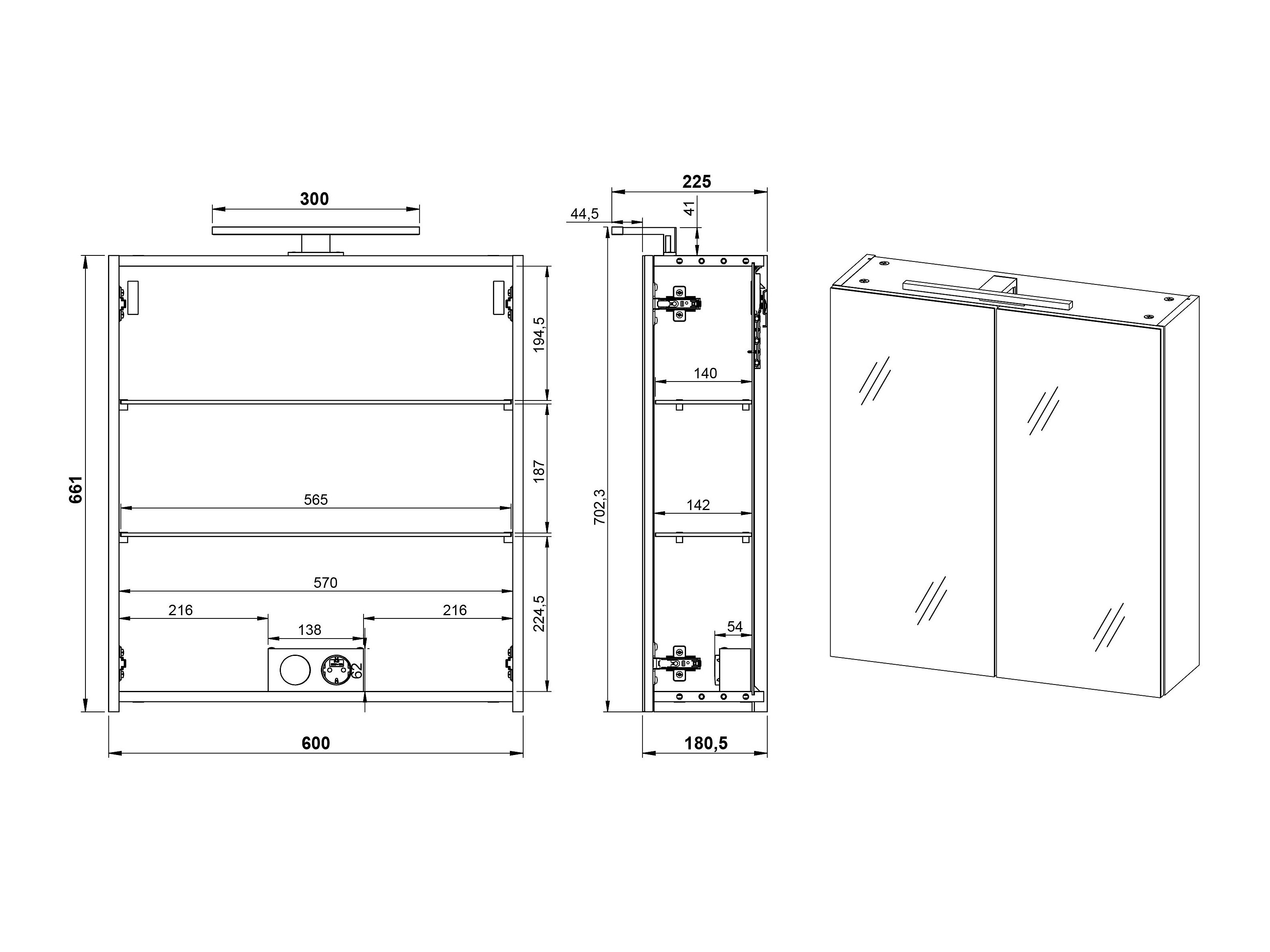 Vannas istabas skapis ar spoguli Felfere 107 (Kašmirs)