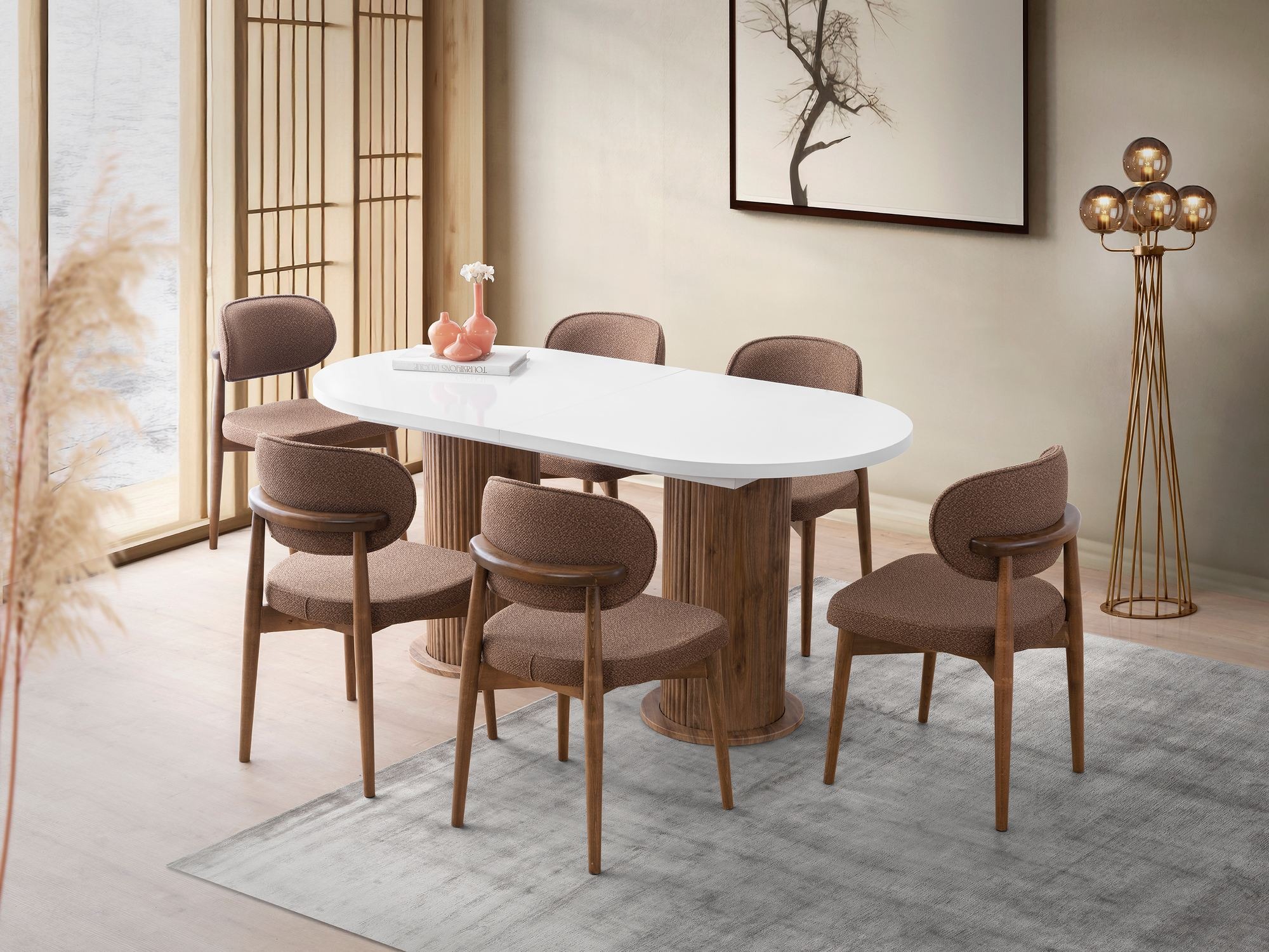 Cтол Kailua 2623 (Белый + Грецкий орех)