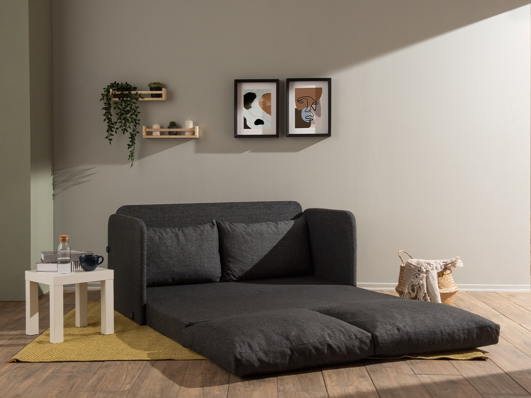 Dīvāns gulta Altadena 614 (Tumši pelēks)