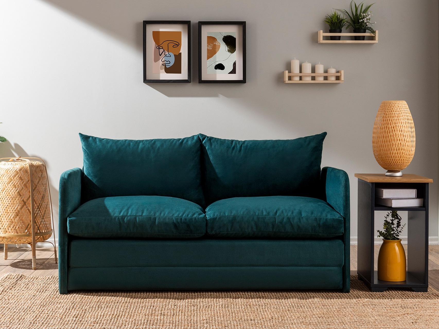 Dīvāns gulta Altadena 614 (Tumši tirkīza)