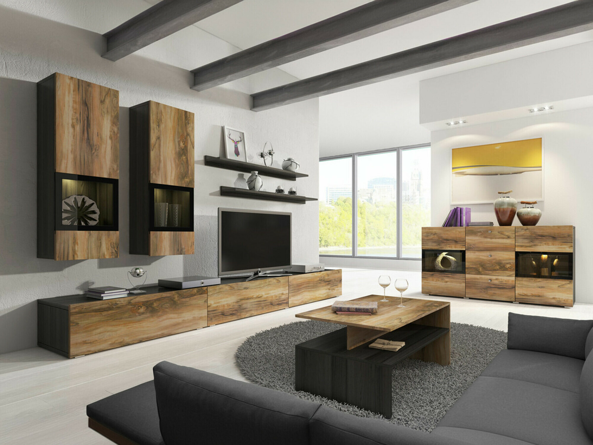 Набор для гостиной Serodeu 100 (Грецкий орех + Темно-коричневый)