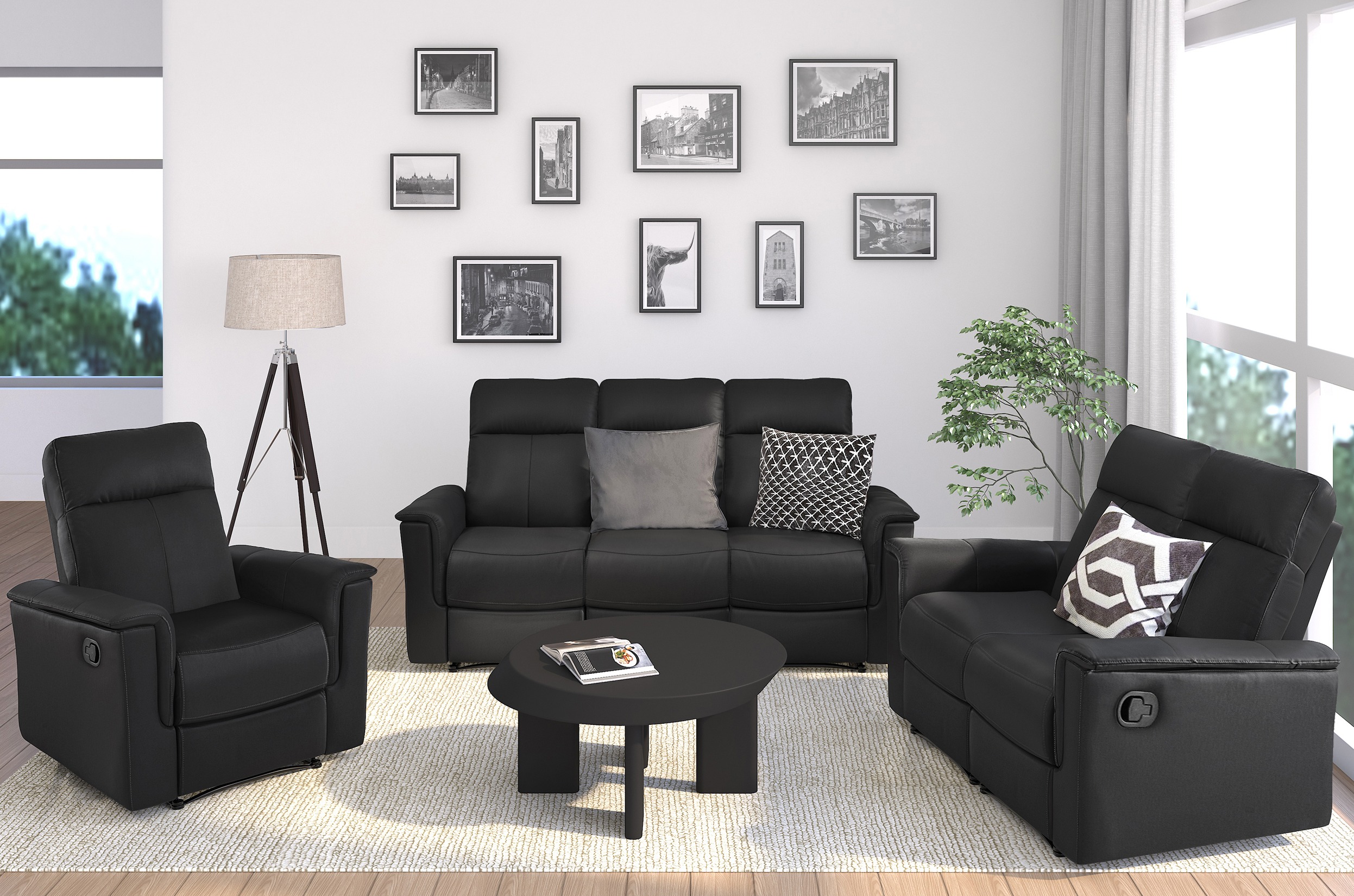 Dīvāns reglainer Denton 1373 (Melns)