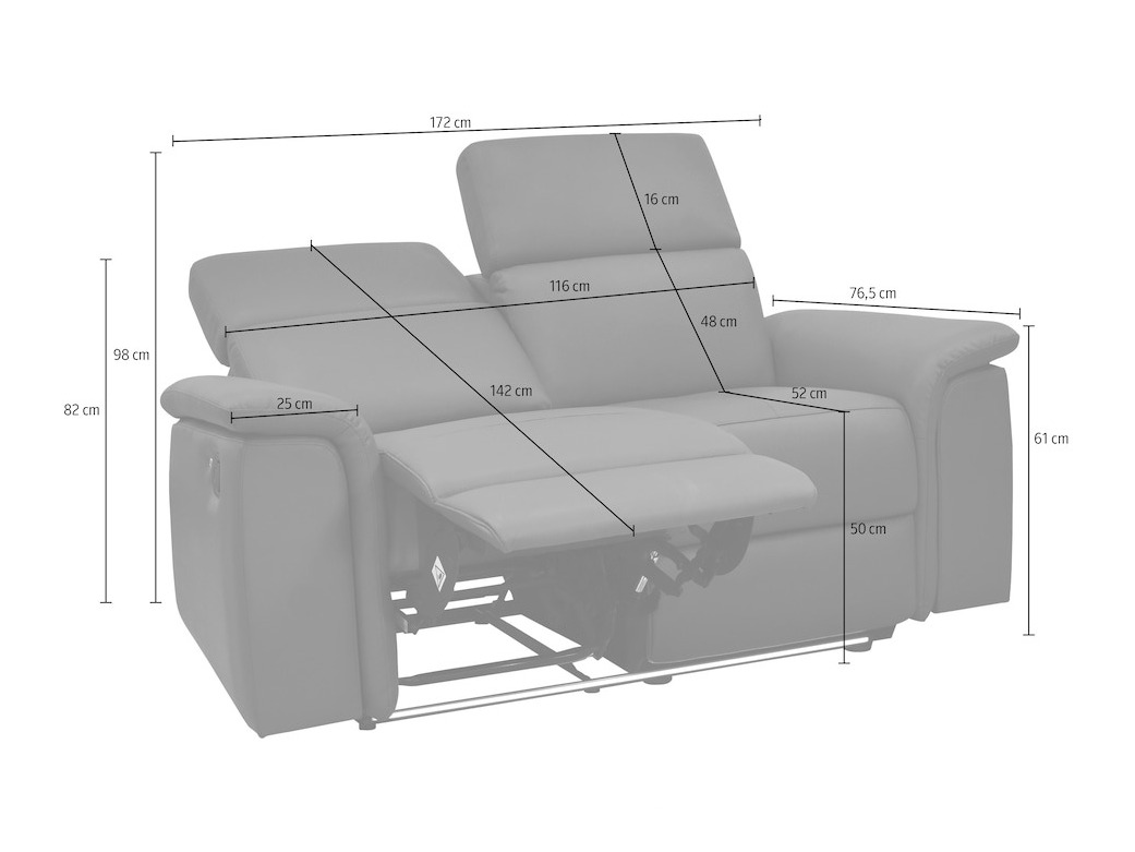 Dīvāns reglainer Denton 1485 (Pelēks)