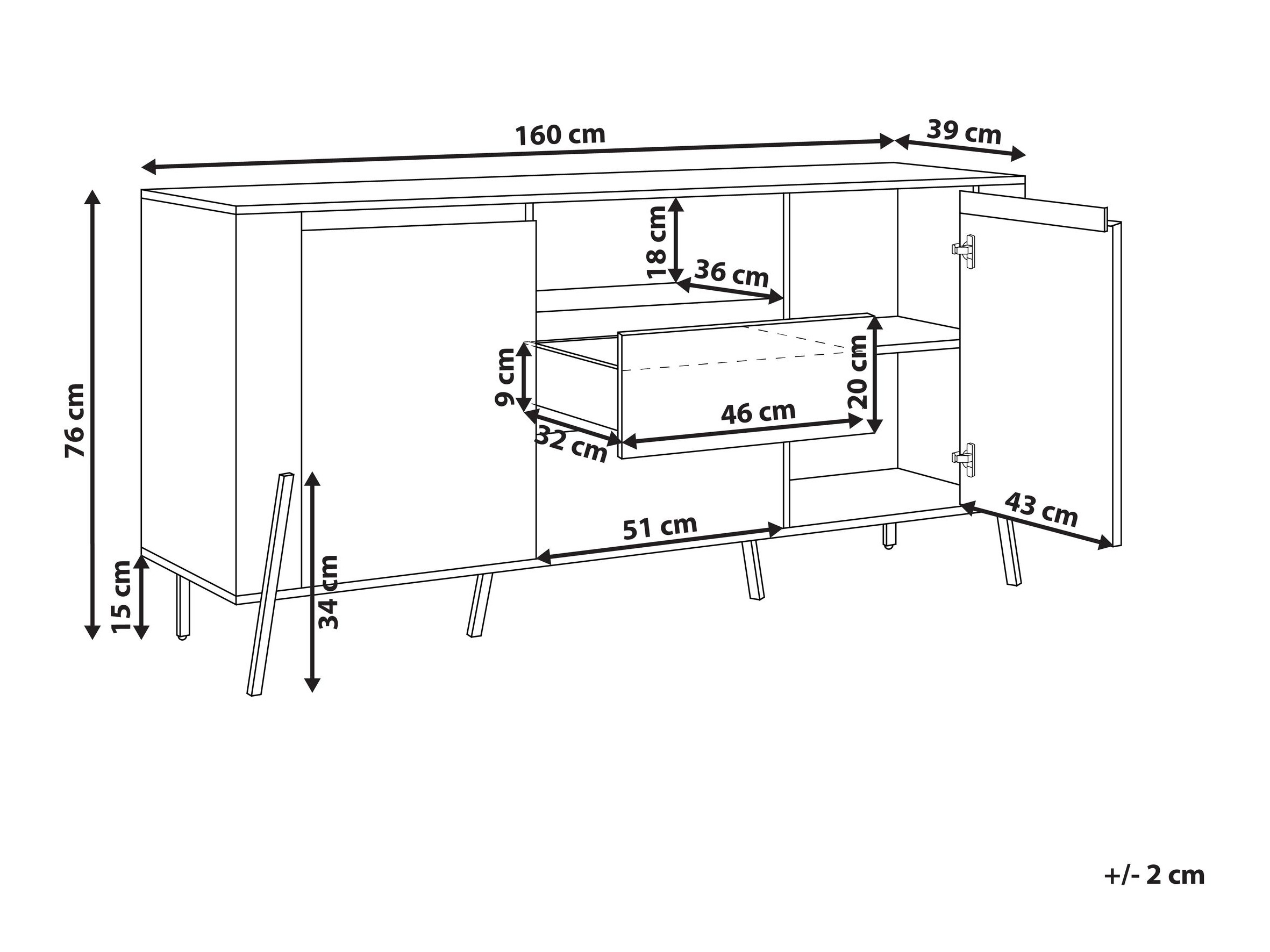 Kомод Berwyn 545 (Белый + Чёрный)