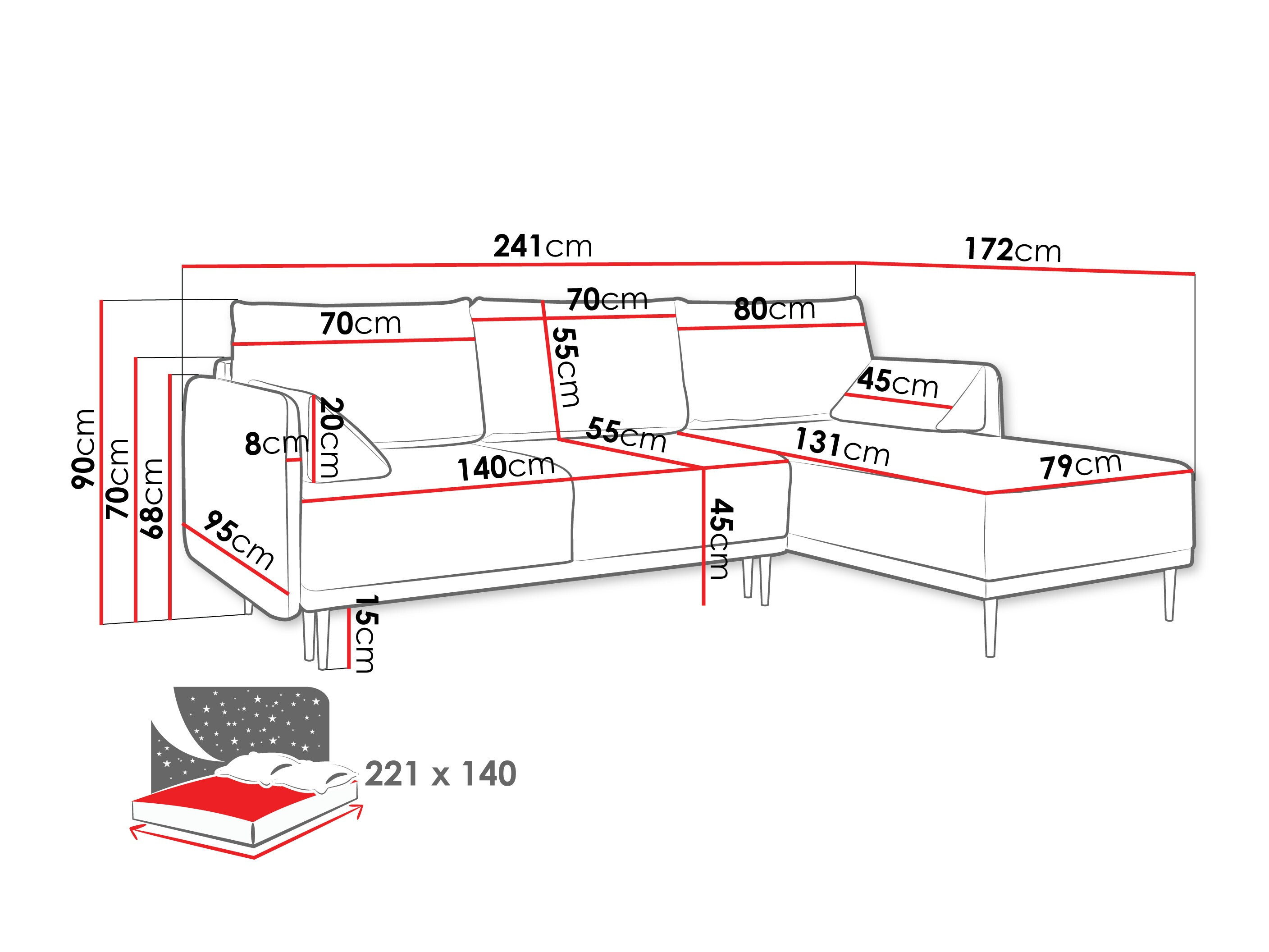 Stūra dīvāns ComfiDream Clarora (Sicuro 10)