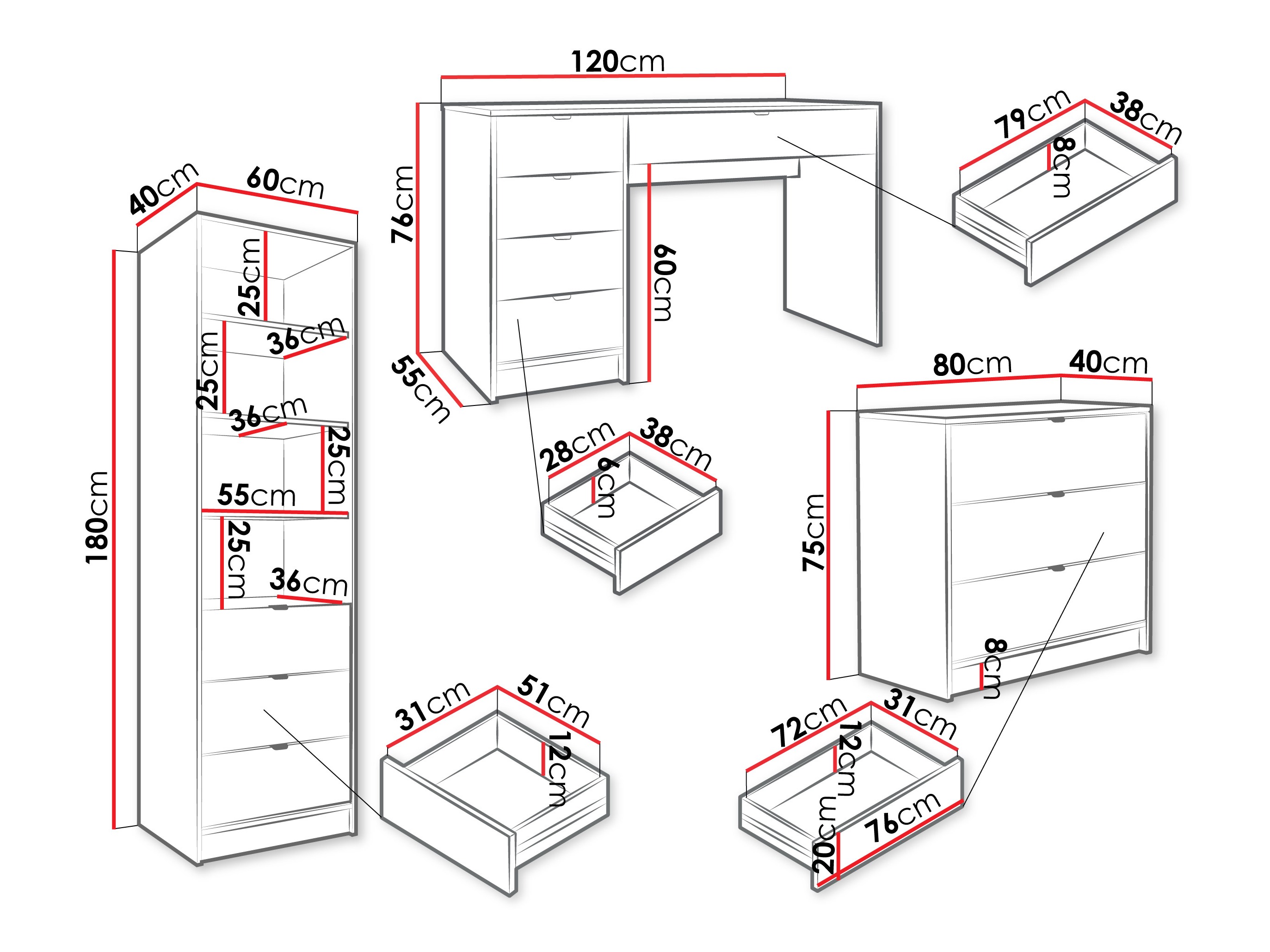 Mājas biroja komplekts Comfivo Papilio V (Melns)