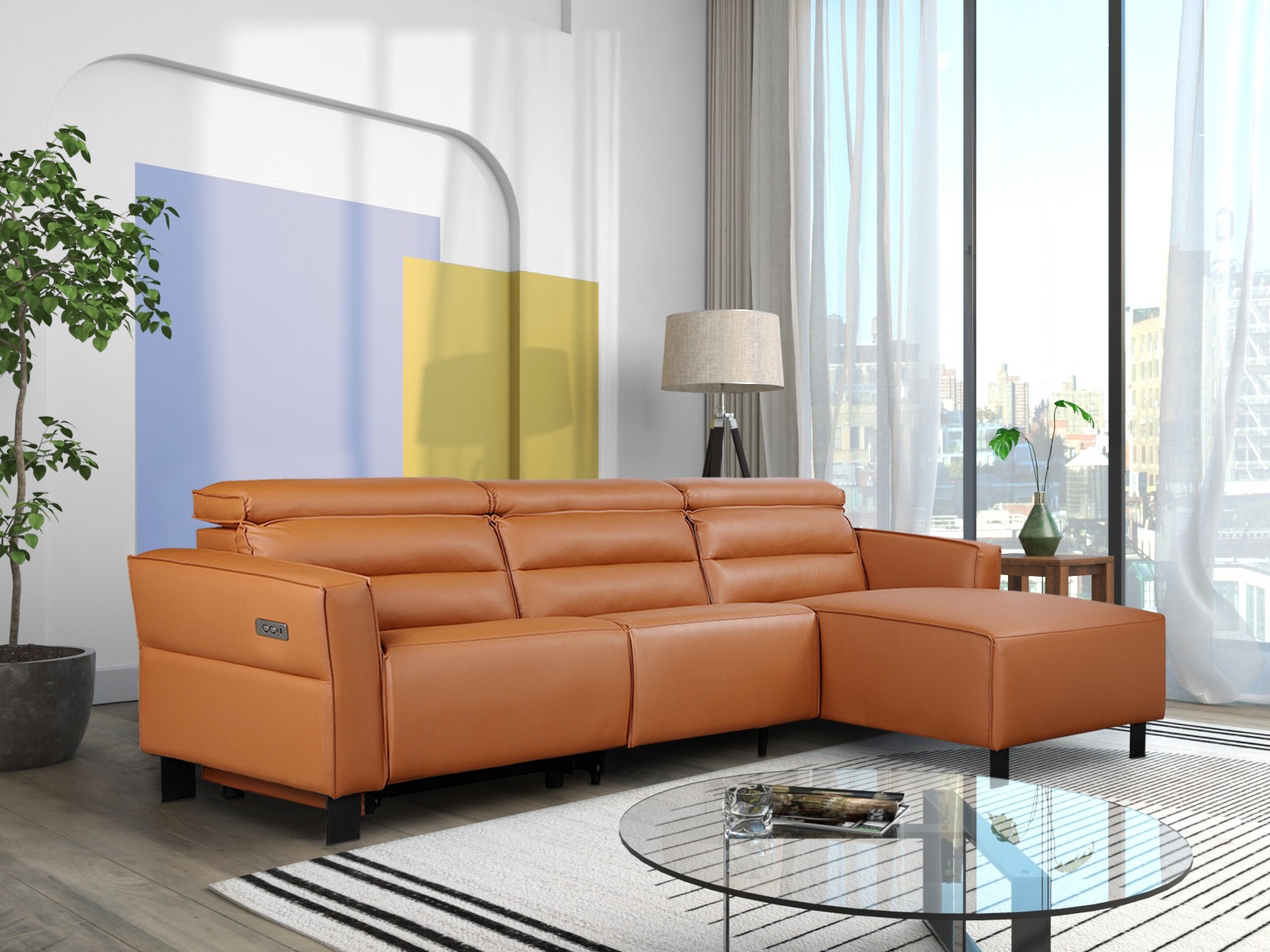 Stūra dīvāns reglaineris Denton 1486 (Brūns)