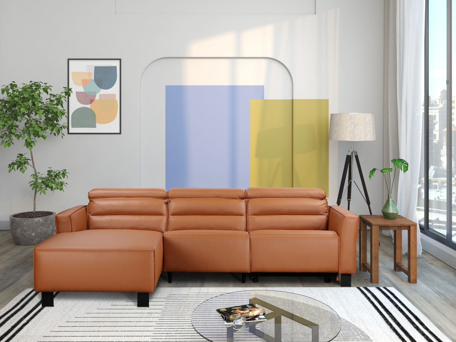 Угловой диван реклайнер Denton 1486 (Коричневый)