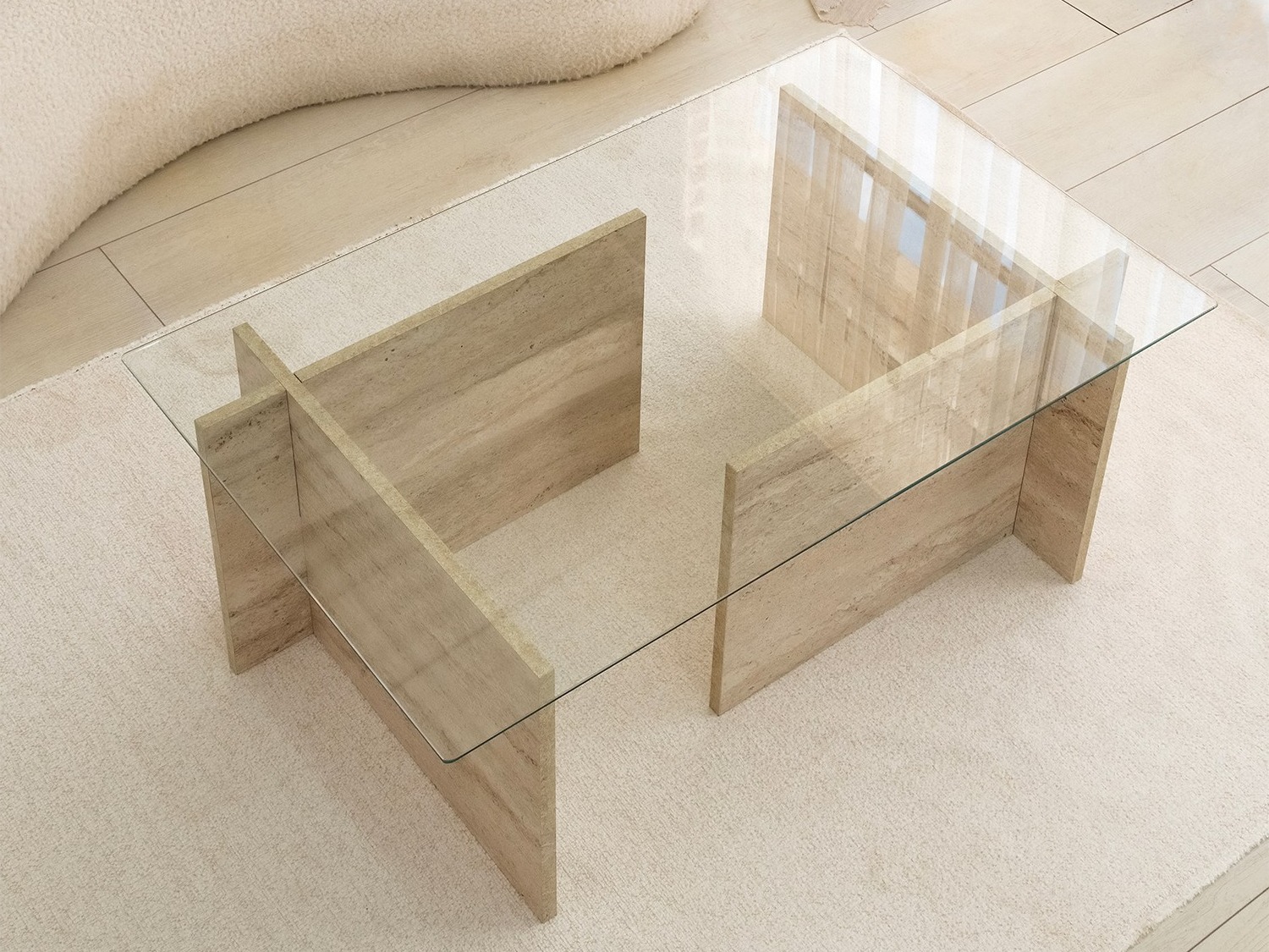 Žurnālu galdiņš Asheboro 176 (Gaišs Travertine)