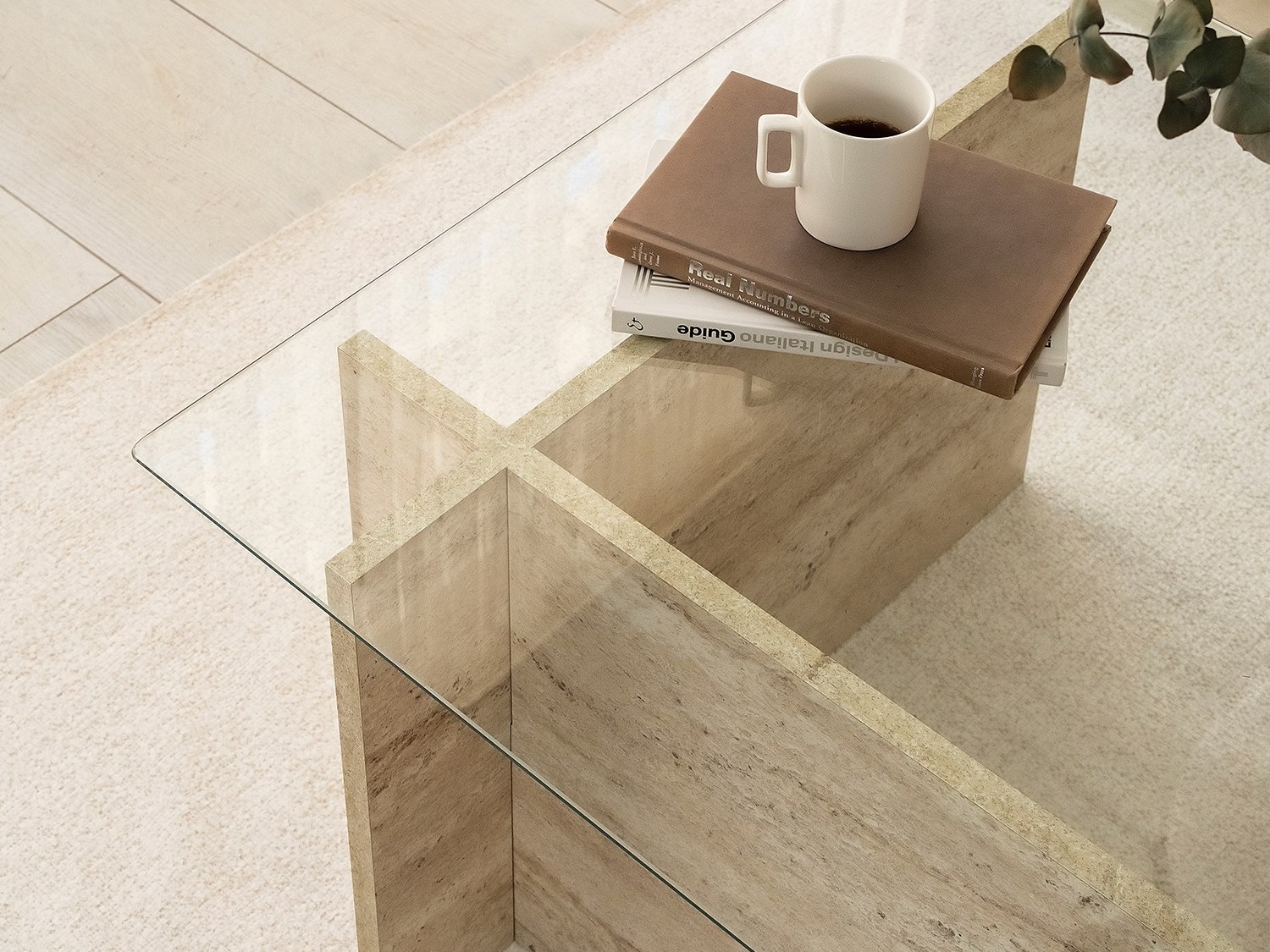 Žurnālu galdiņš Asheboro 176 (Gaišs Travertine)