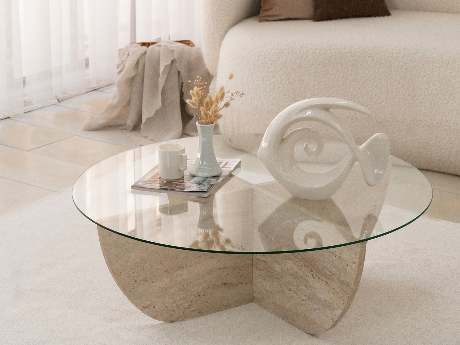 Žurnālu galdiņš Kailua 411 (Gaišs travertīns)