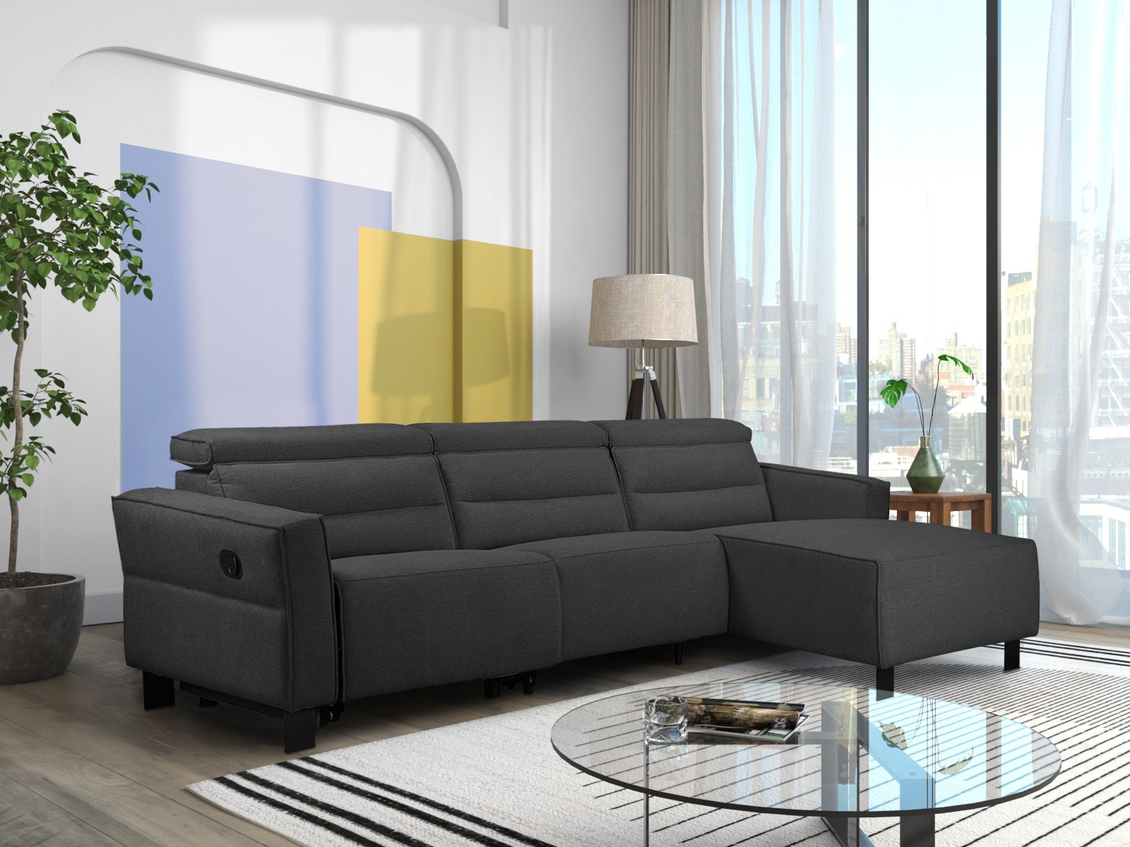 Stūra dīvāns reglaineris Denton 1487 (Antracīts)