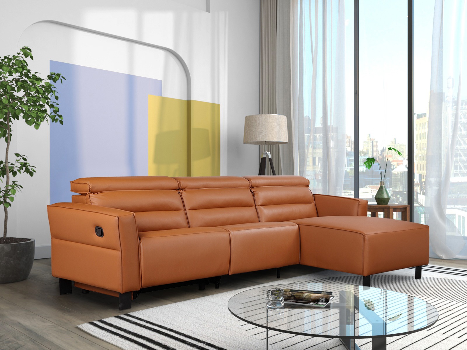 Stūra dīvāns reglaineris Denton 1487 (Brūns)