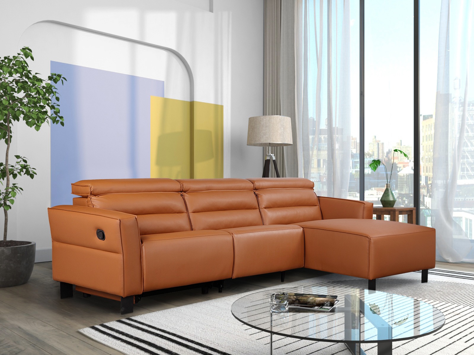 Stūra dīvāns reglaineris Denton 1487 (Brūns)