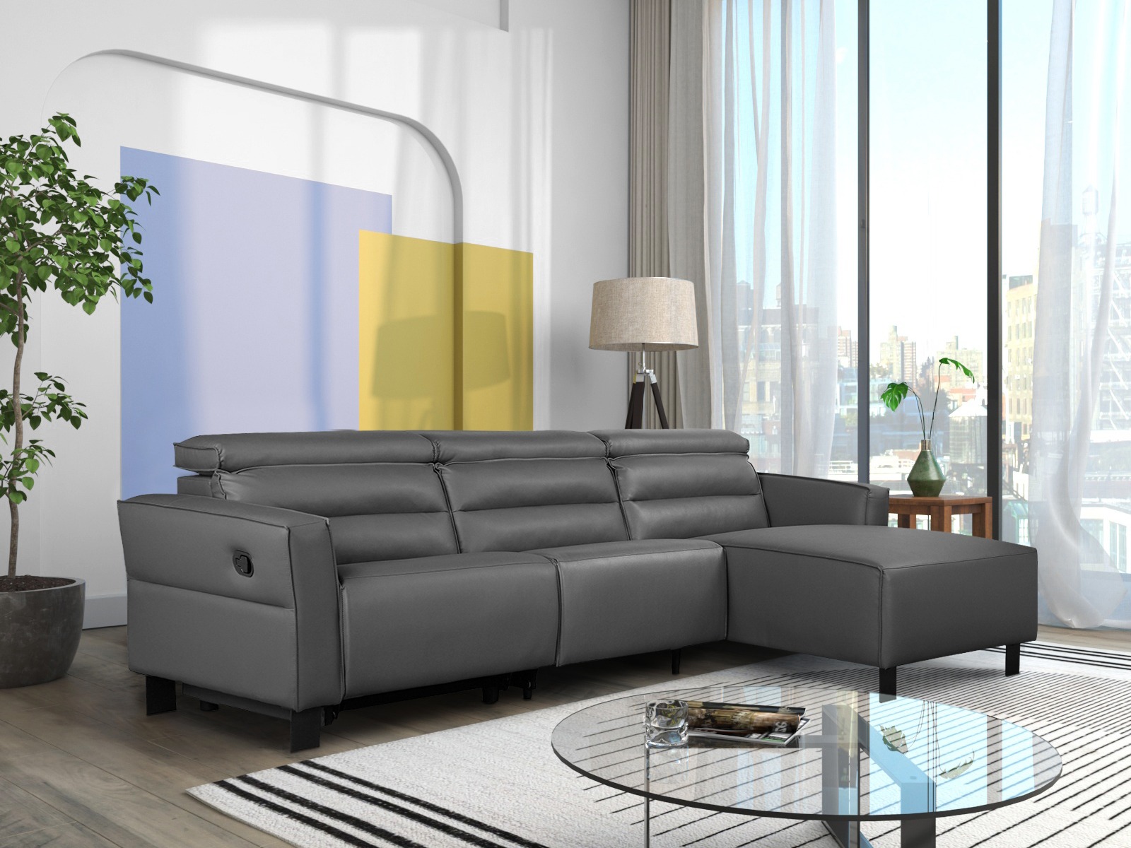 Stūra dīvāns reglaineris Denton 1487 (Pelēks)