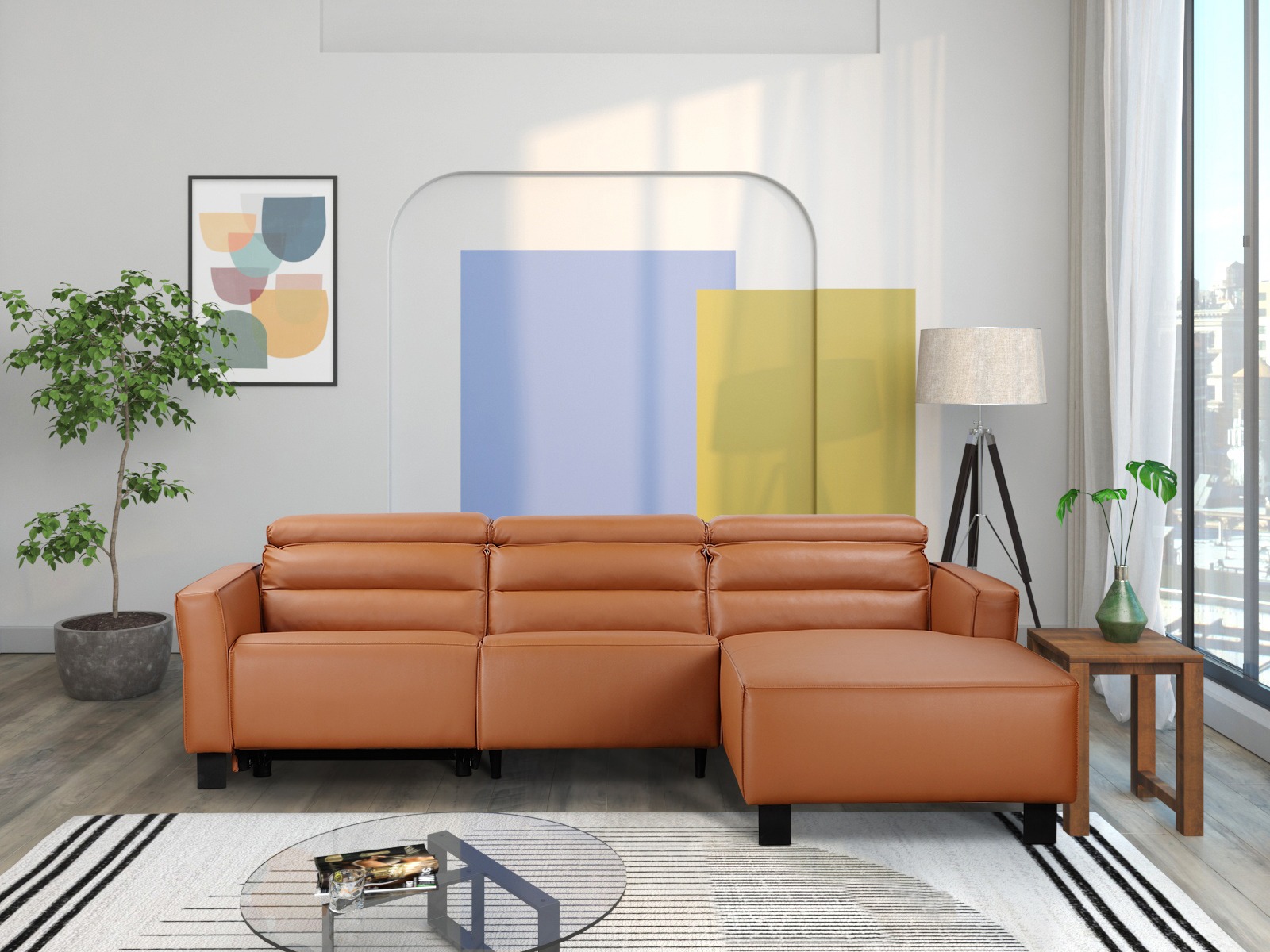 Угловой диван реклайнер Denton 1487 (Коричневый)