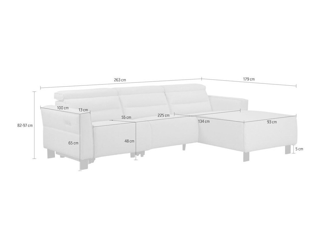 Угловой диван реклайнер Denton 1487 (Светло-серый)