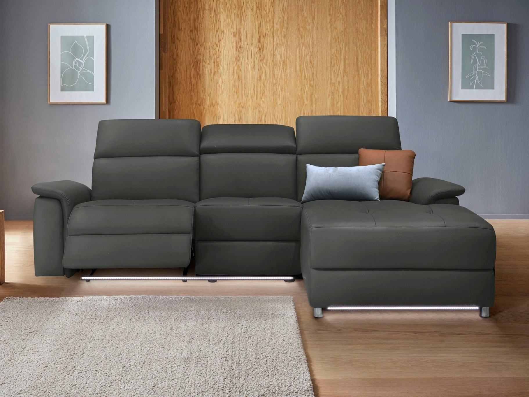 Stūra dīvāns reglaineris Denton 1488 (Melns)