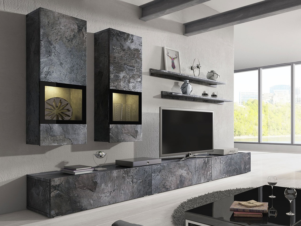 Viesistabas komplekts Serodeu 100 (Tumšs betons)