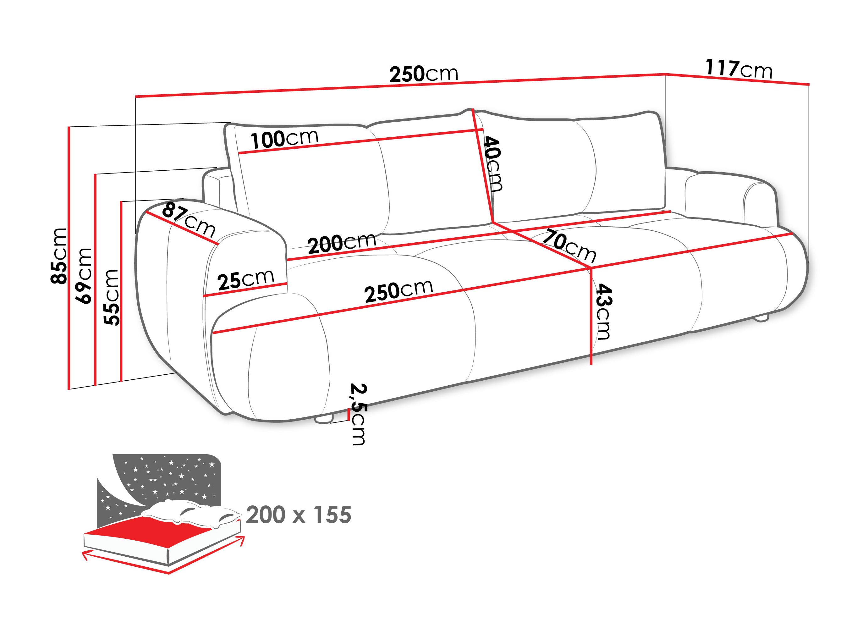Dīvāns gulta TrendyNest 115 (Now Or Never 06)
