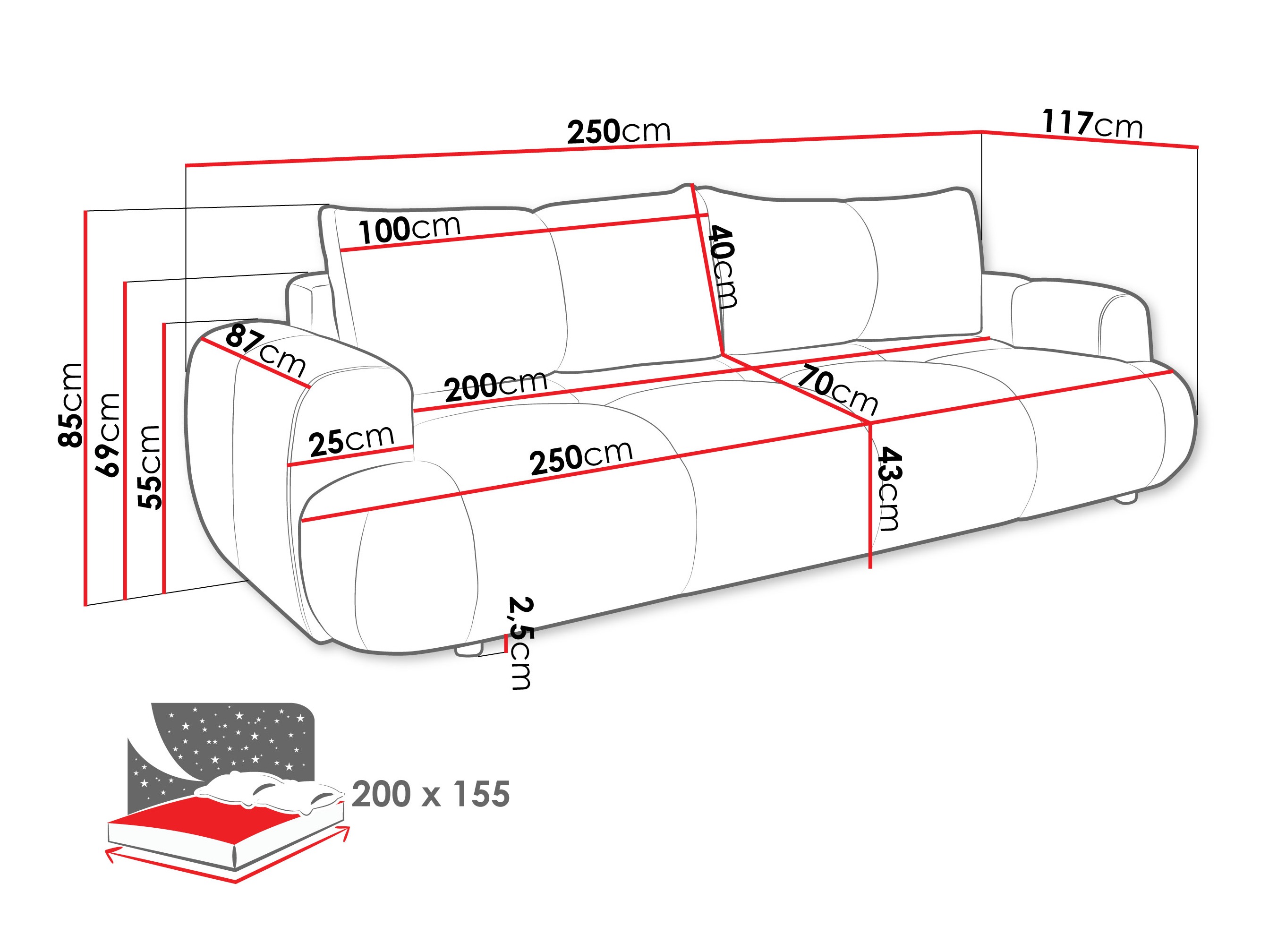 Dīvāns gulta TrendyNest 115 (Now Or Never 18)
