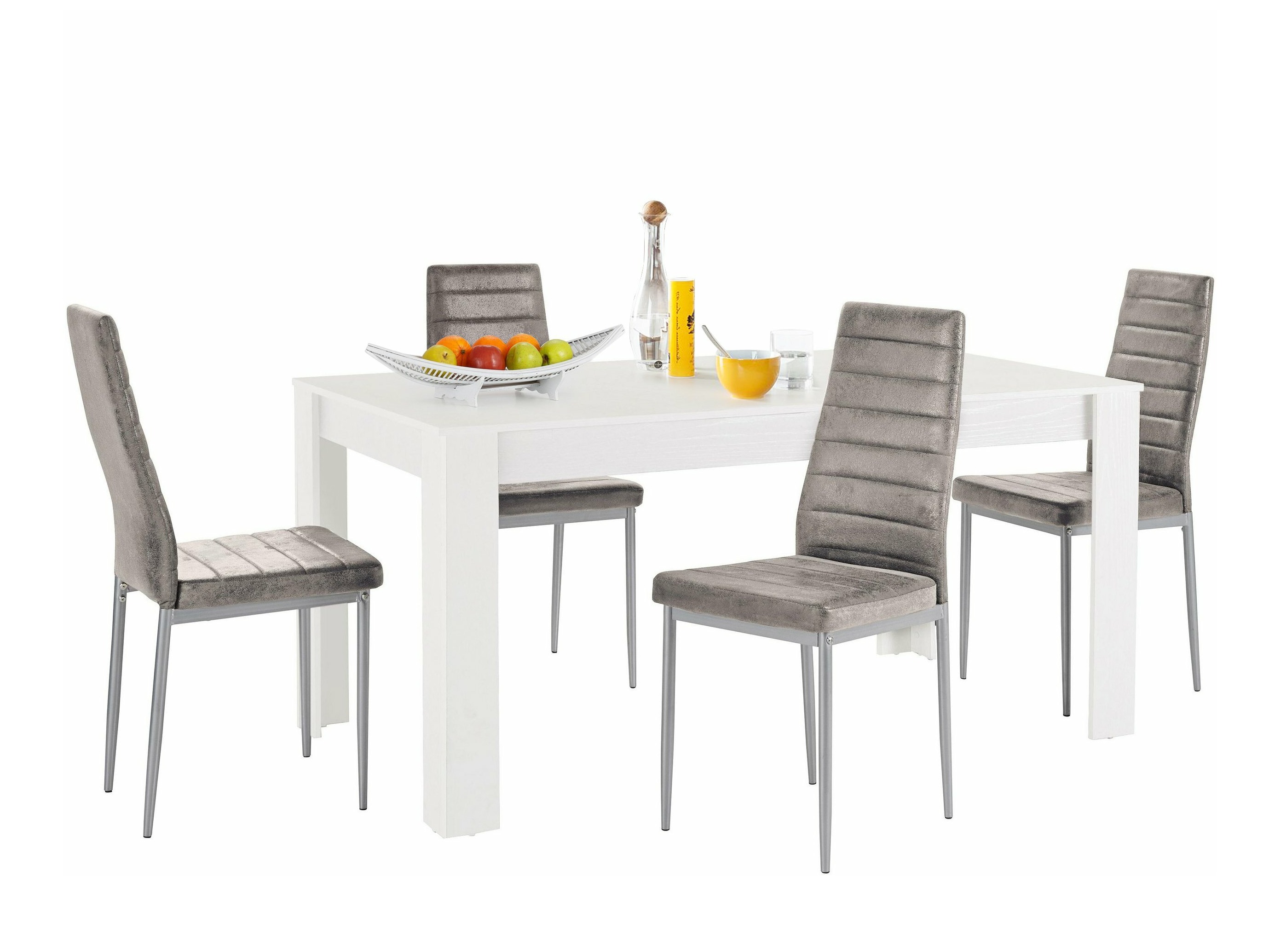 Ēdamistabas komplekts Denton 604 (Sudraba + Gaiši pelēks)