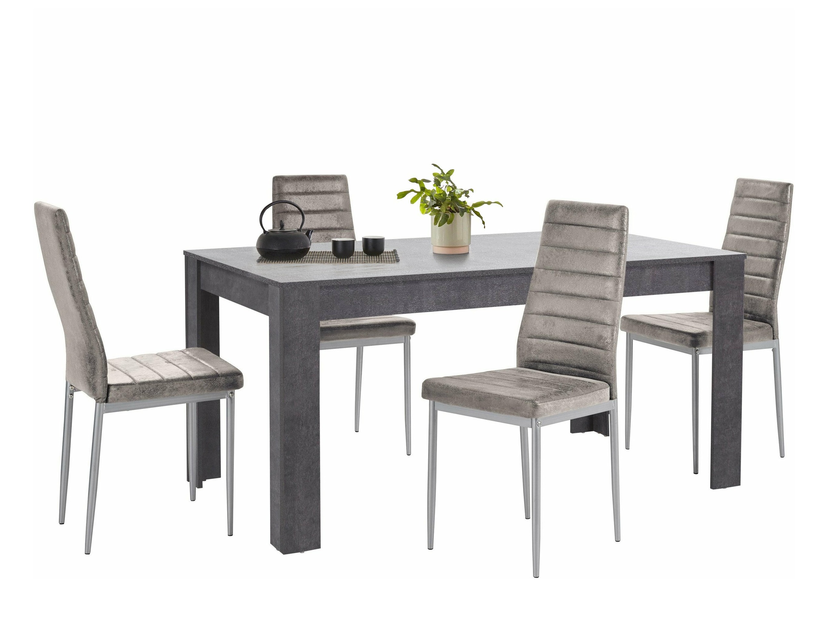 Ēdamistabas komplekts Denton 605 (Sudraba + Gaiši pelēks)