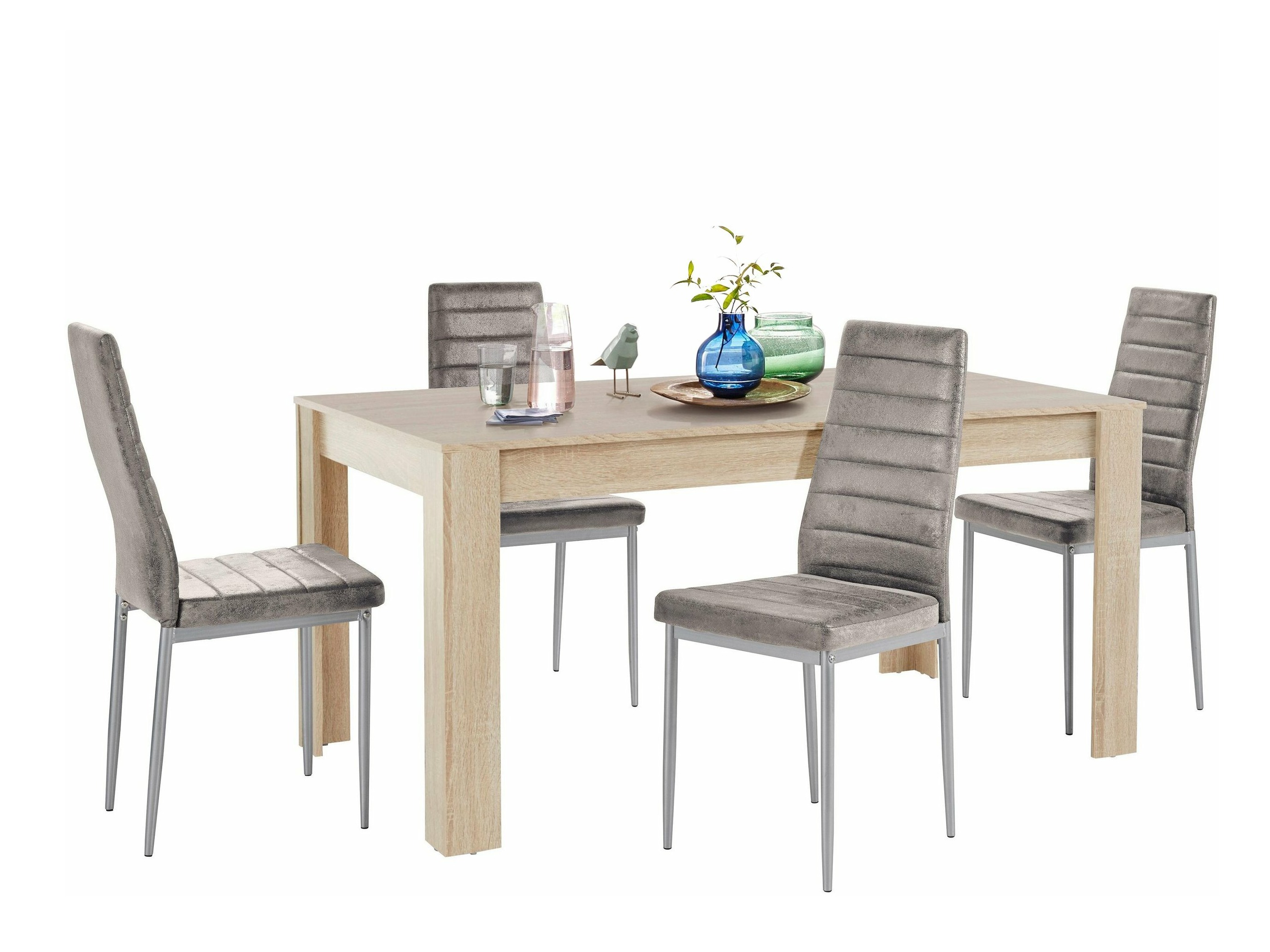 Обеденный гарнитур Denton 603 (Серебряный + Светло-серый)