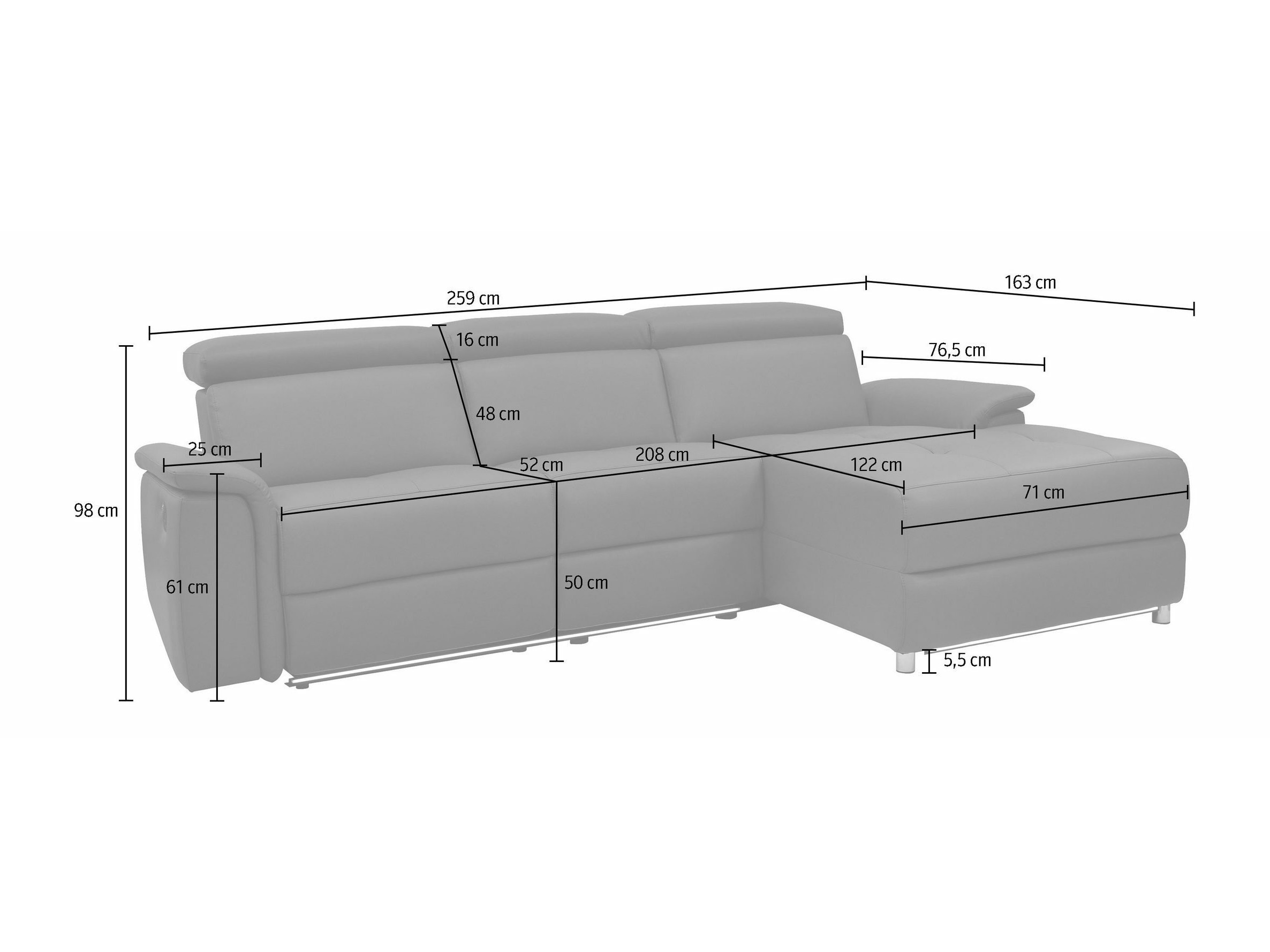 Stūra dīvāns reglaineris Denton 1489 (Krēms)