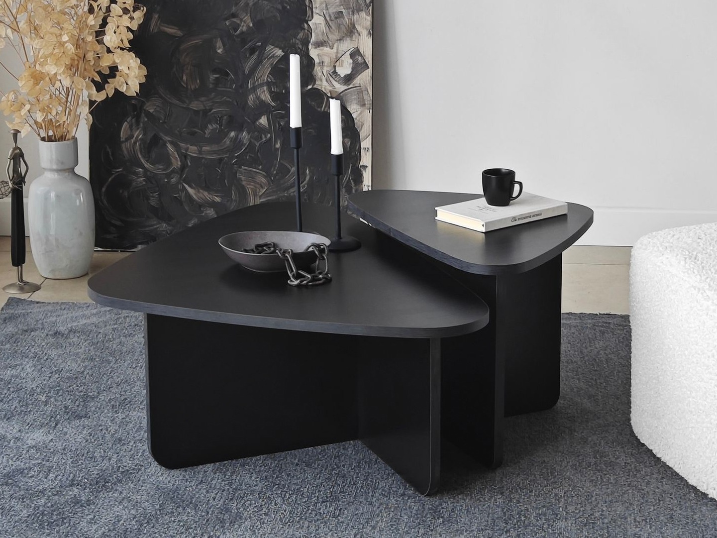 Žurnālu galdiņu komplekts Kailua 2638 (Melns)