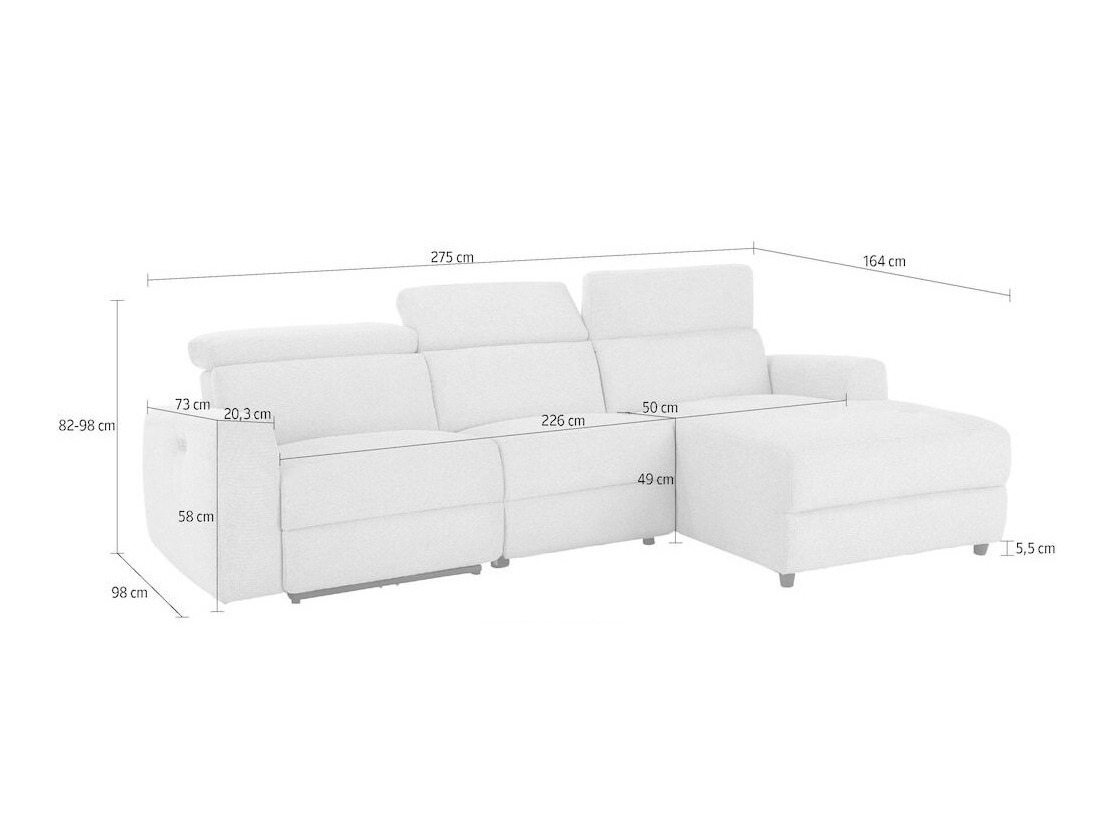 Stūra dīvāns reglaineris Denton 1490 (Pelēks)