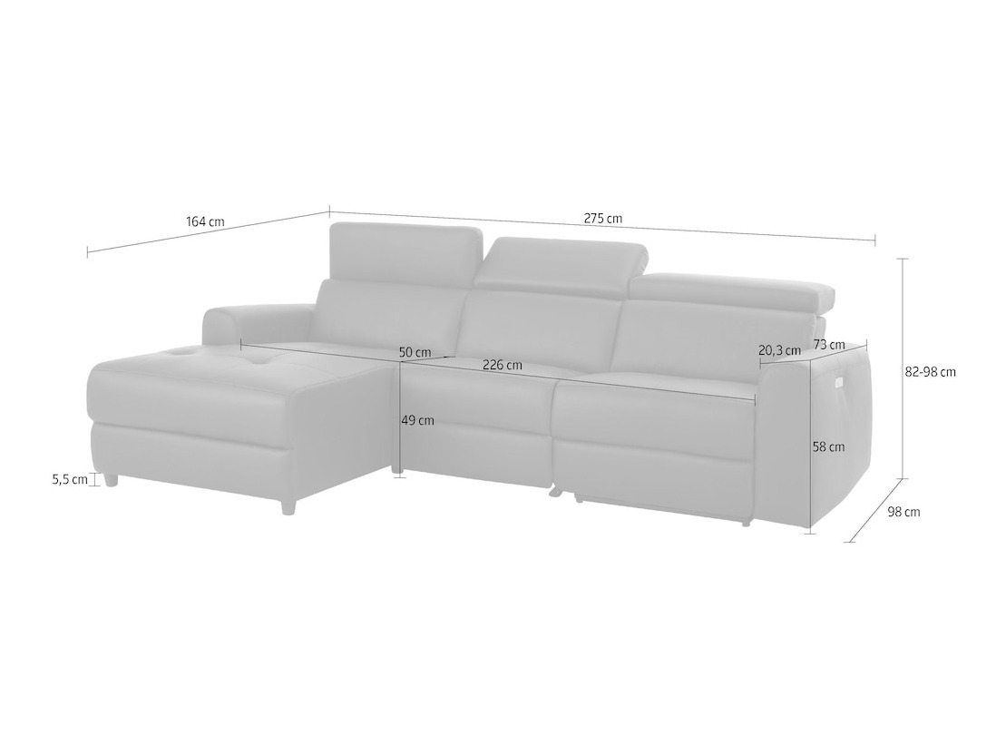 Угловой диван реклайнер Denton 1490 (Серый)