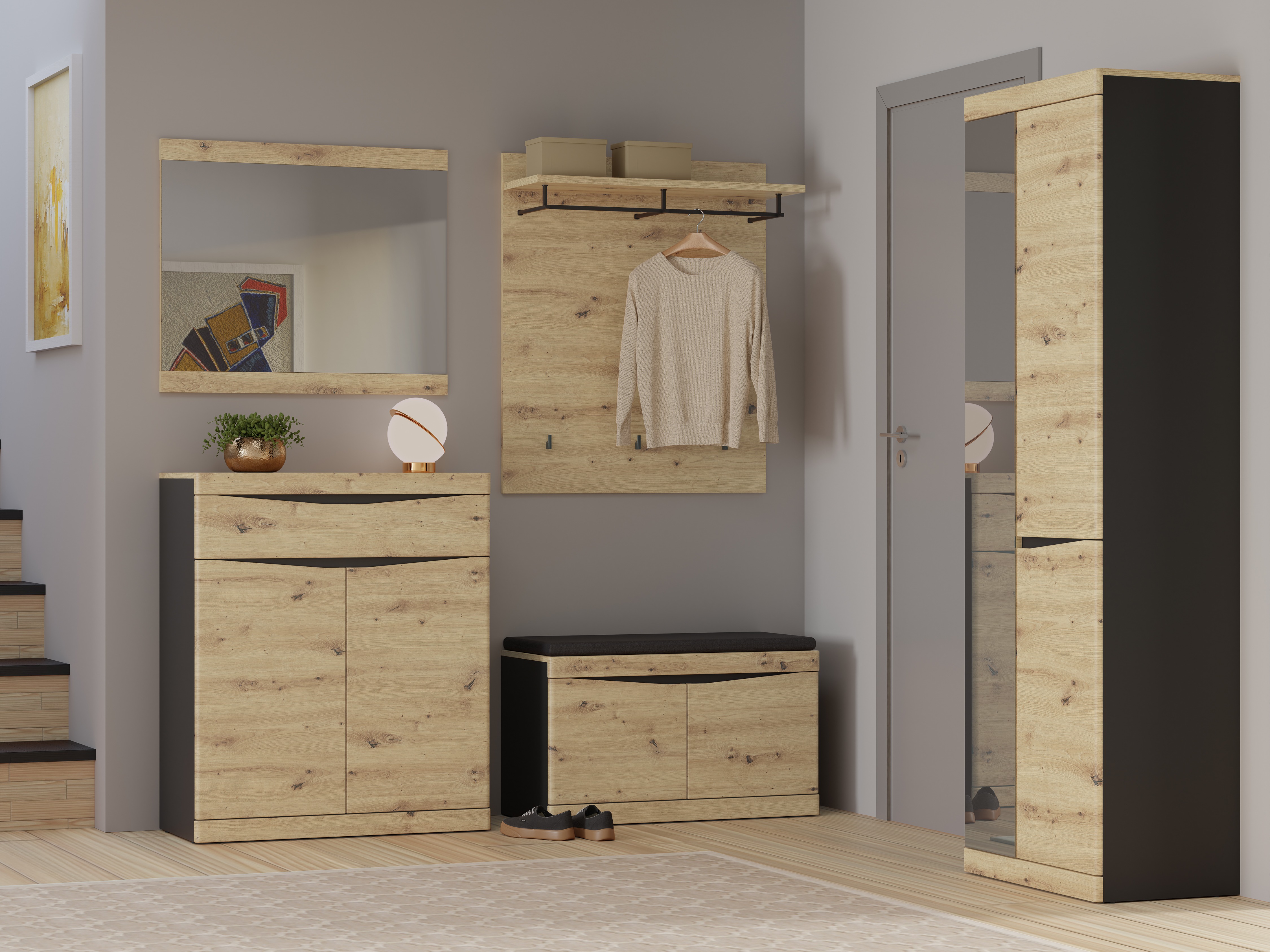 Priekšnama komplekts Venlori 119 (Artisan ozols + Antracīts)