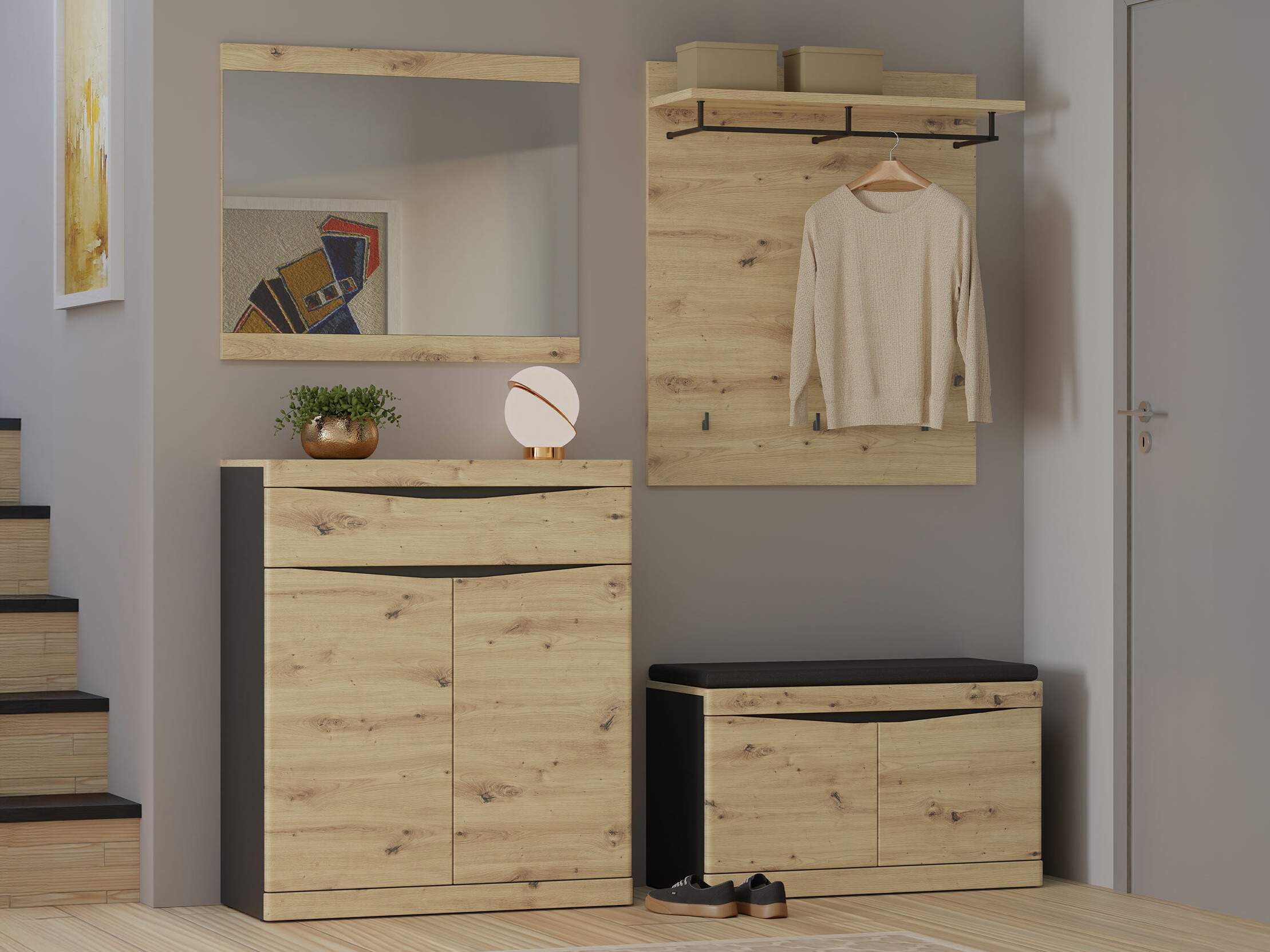 Прихожая Venlori 119 (Artisan дуб + Антрацит)