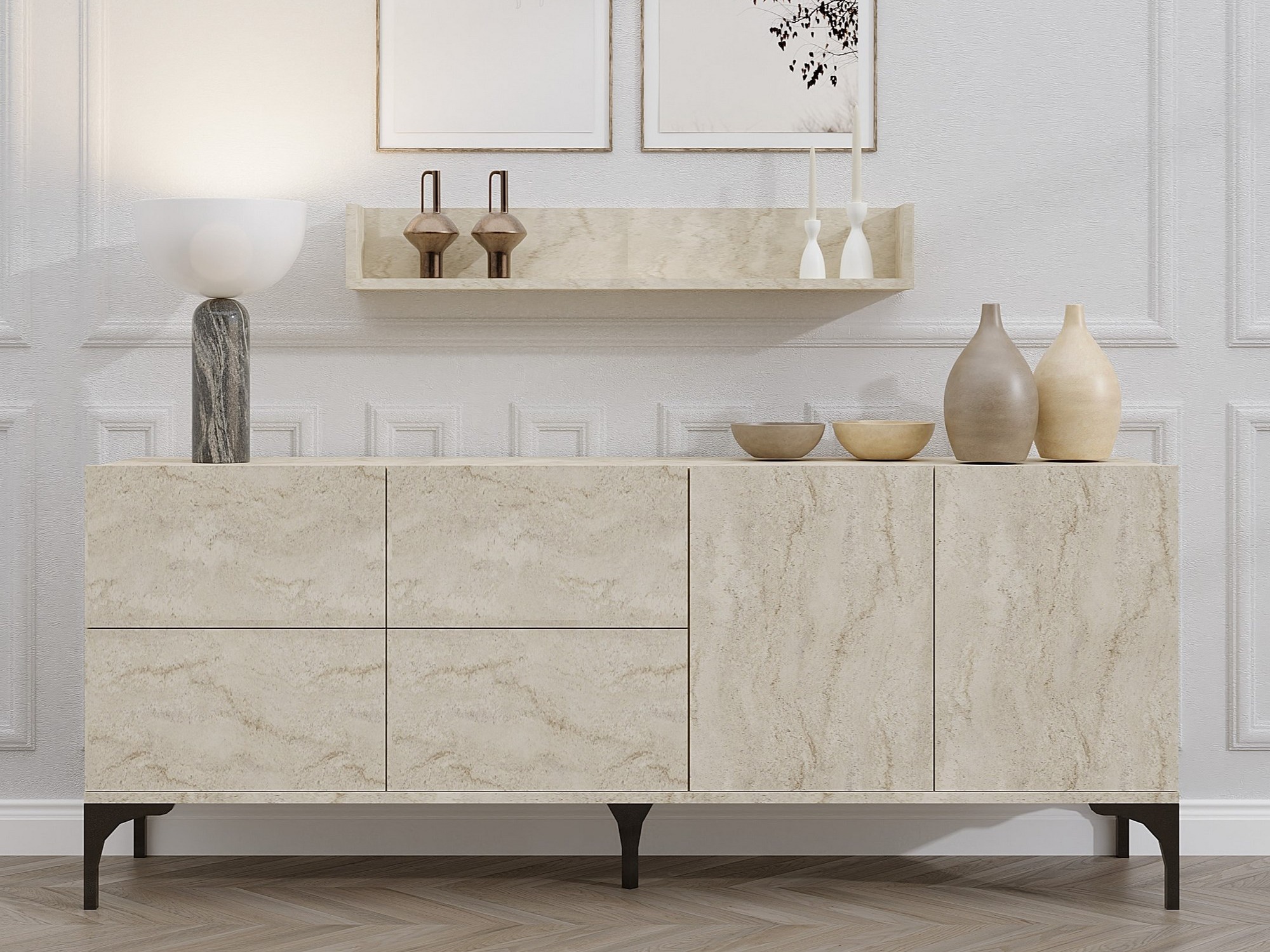 Skapis Vestesu 140 (Gaišs Travertine)