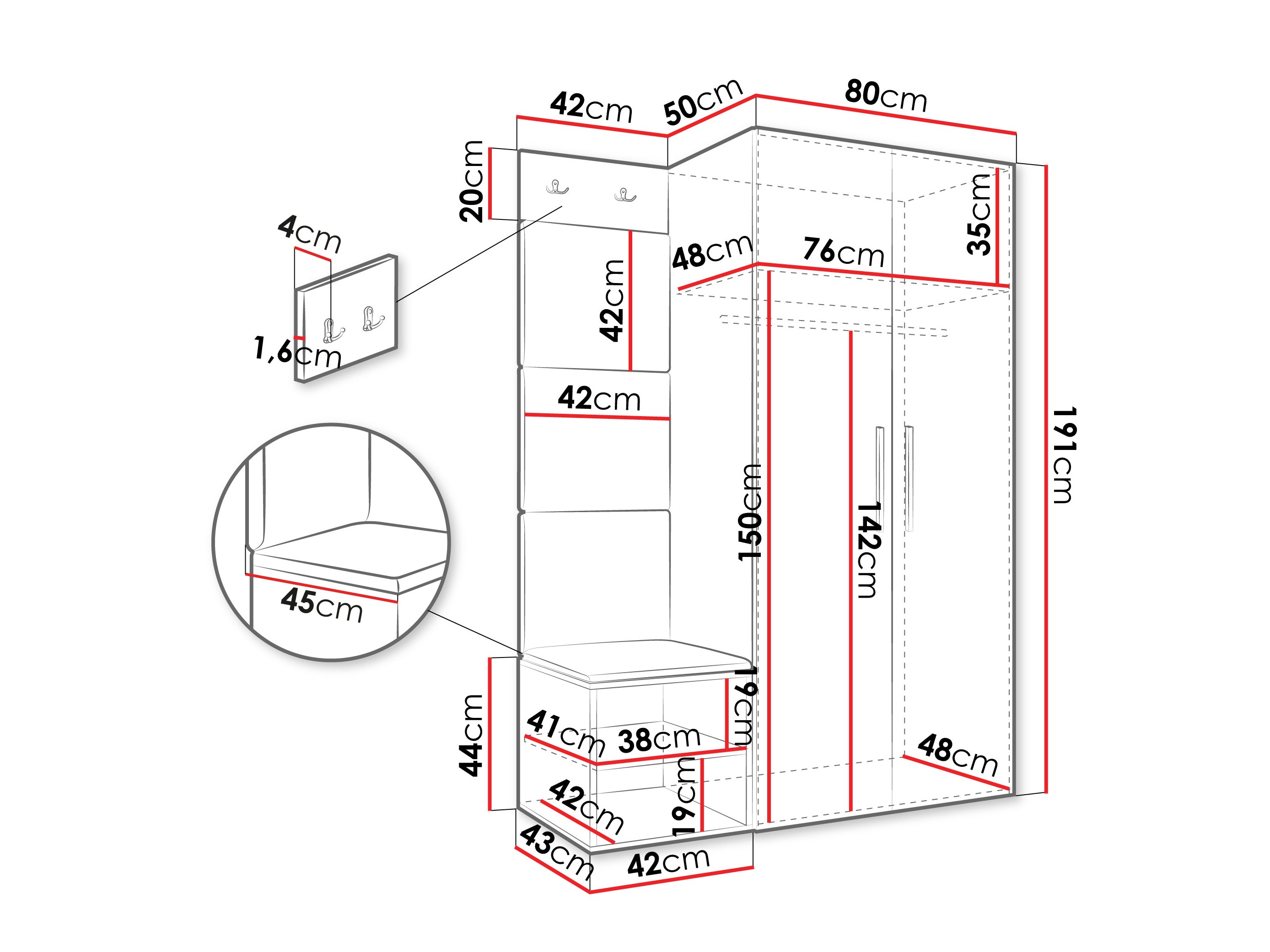 Priekšnama komplekts Hartford 523 (Balts)