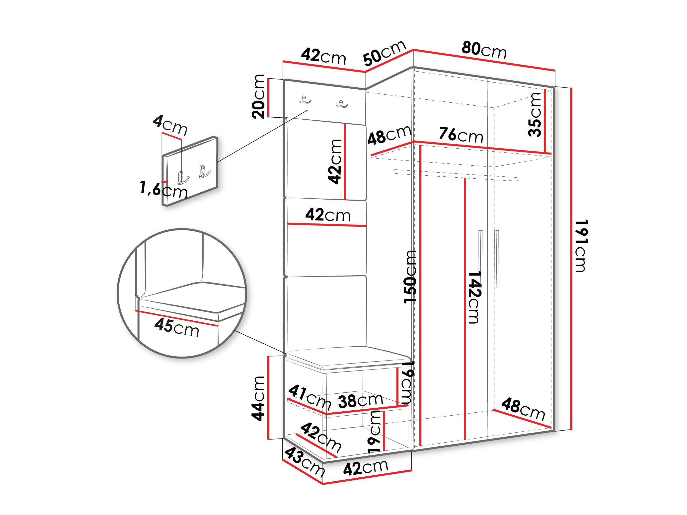 Priekšnama komplekts Hartford 523 (Balts)